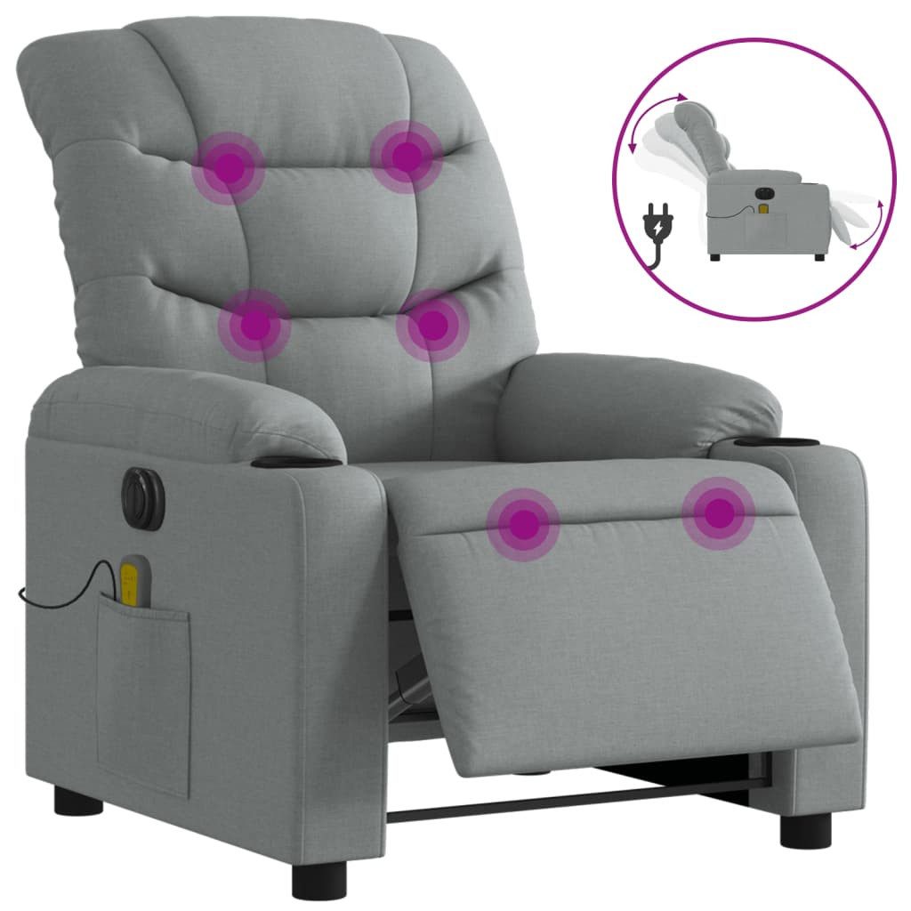 vidaXL Sessel Massagesessel Elektrisch Hellgrau Stoff günstig online kaufen