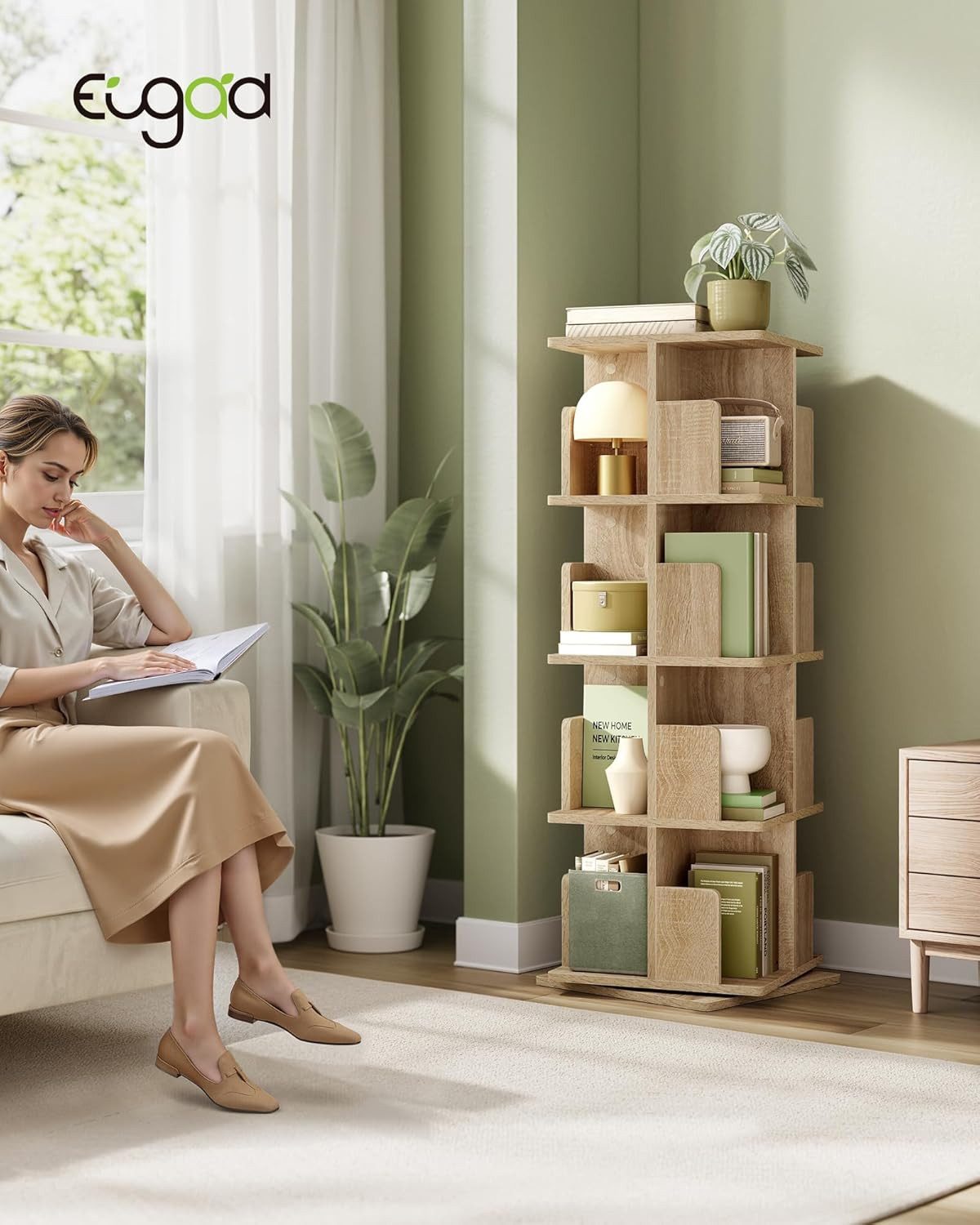 EUGAD Bücherregal, 1-tlg., drehbar, 4 Ebenen 16 Fächer, Standregal günstig online kaufen