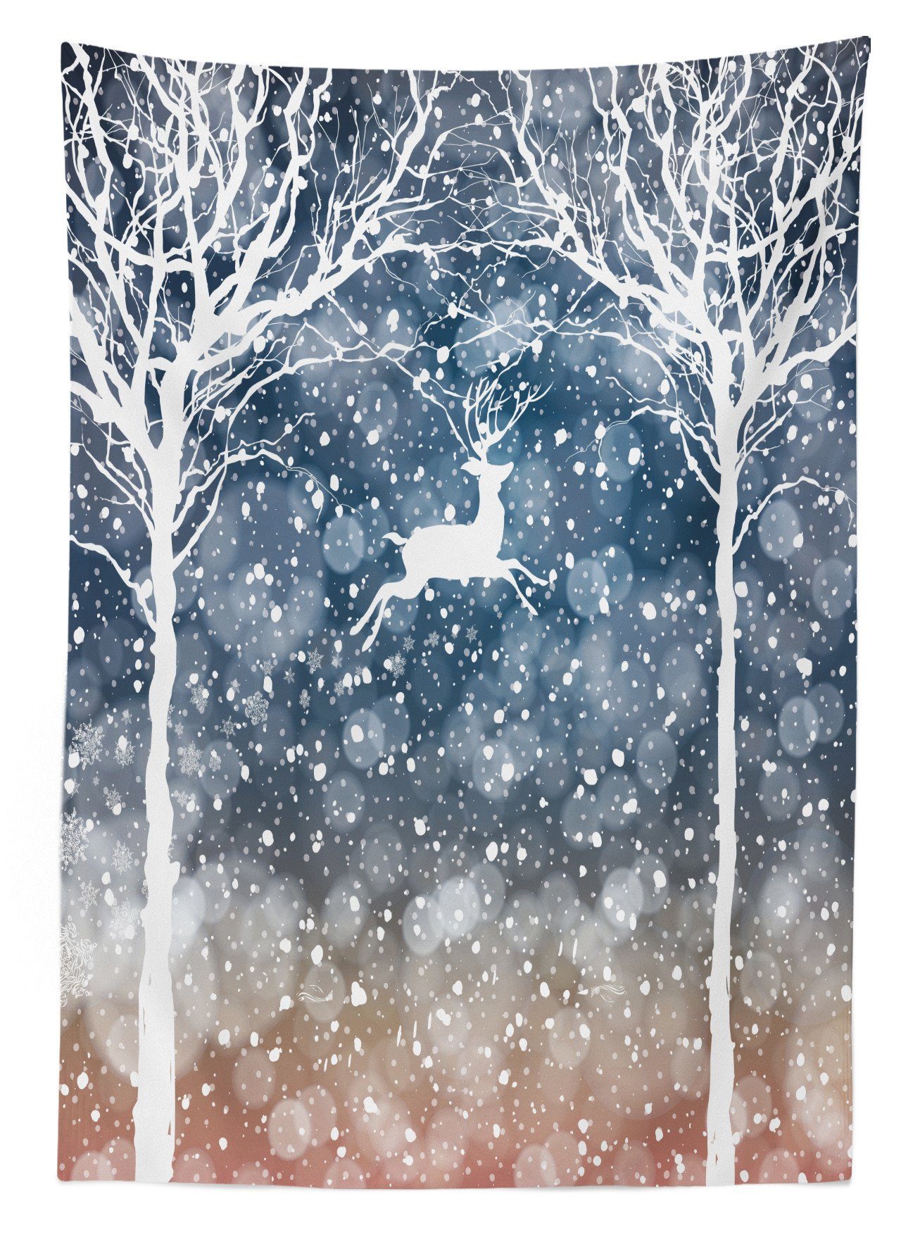 Tischdecke Ombre Für Abakuhaus Weihnachten Bereich den Farbfest Außen Farben, Klare Deer Schnee Fliegen Waschbar geeignet