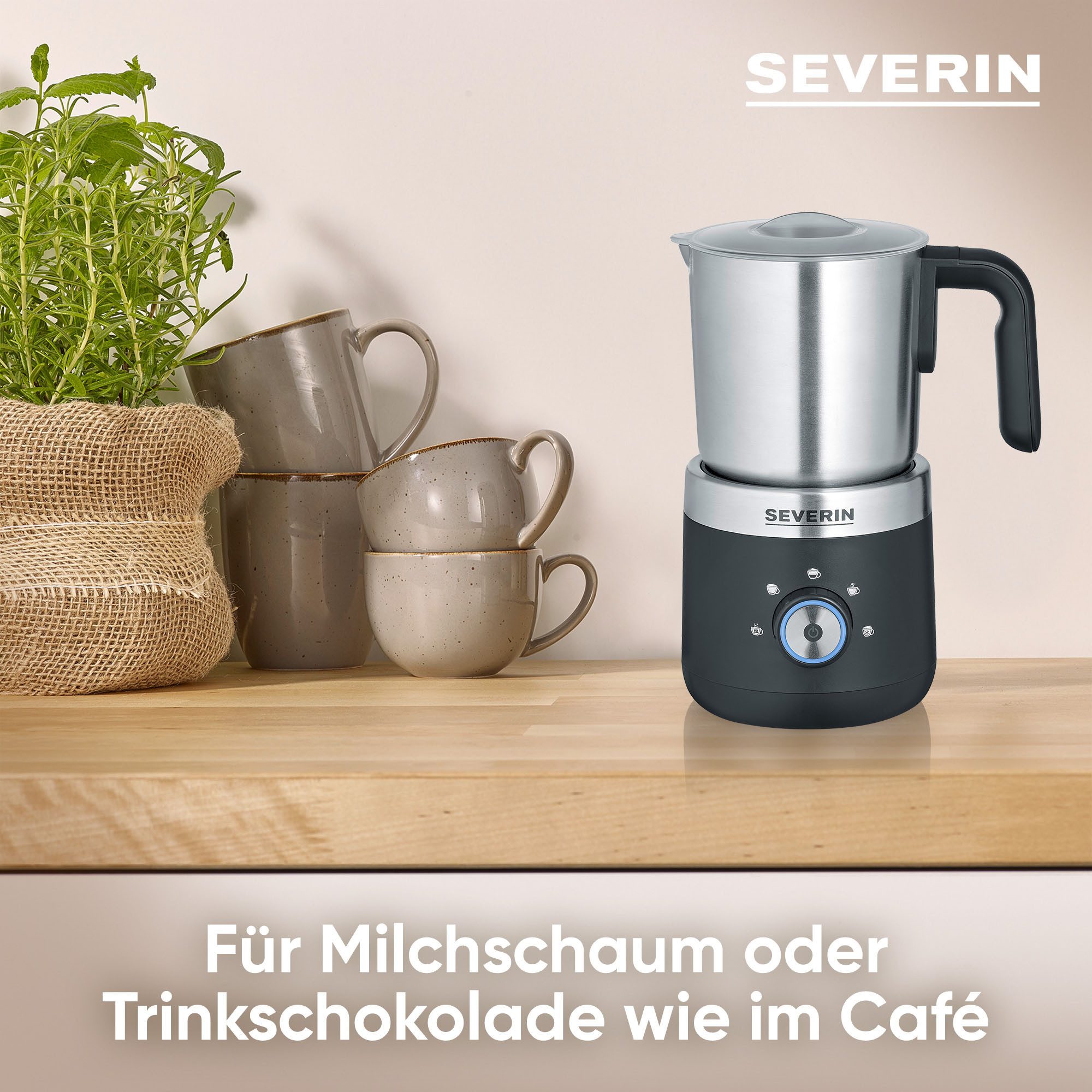 Severin Milchaufschäumer SM 3588, 550 W, mit Schokoladen-Funktion, Für kaltes und warmes Aufschäumen