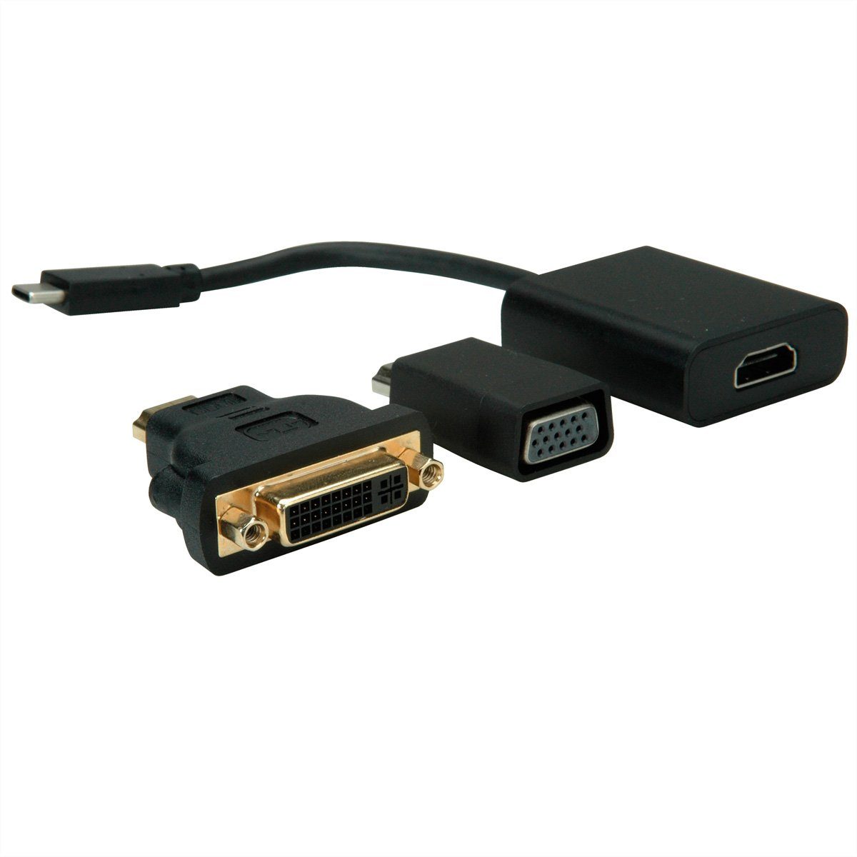 Display Adapter USB Typ C - VGA + HDMI + DVI Computer-Adapter