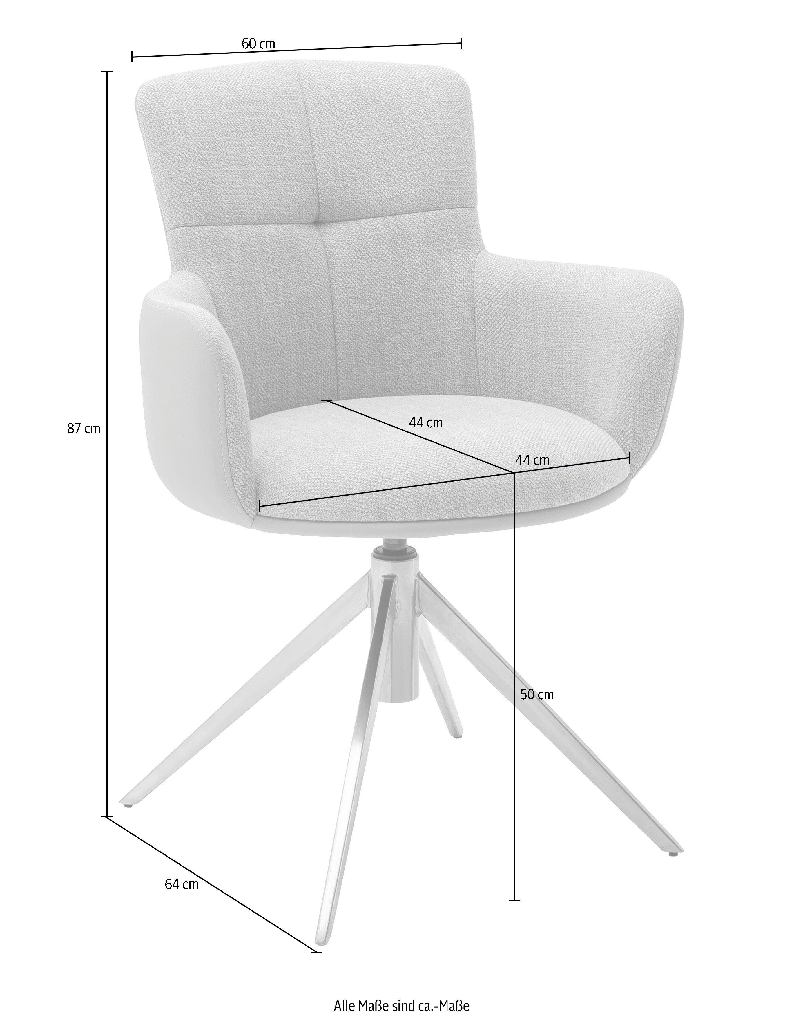 MCA furniture Esszimmerstuhl Mecana (Set, Grau Materialmix, bis Nivellierung, Stuhl drehbar Grau gebürstet Set 2 kg 120 360° St), | | Edelstahl mit 2er