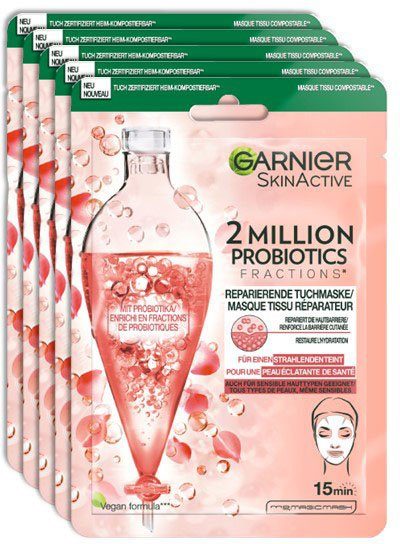 GARNIER Tuchmaske SKIN ACTIVE REPARIERENDE TUCHMASKE, für alle Hauttypen, mit veganer Formel, feuchtigkeitsspendend