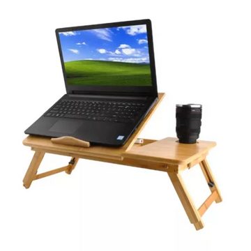Ruhhy Laptoptisch BambusLap - Faltbarer Laptopständer mit Belüftungsschlitzen (1x Laptoptisch aus Bambus), Einstellbar, belüftet, stabil, mit Zubehörschublade