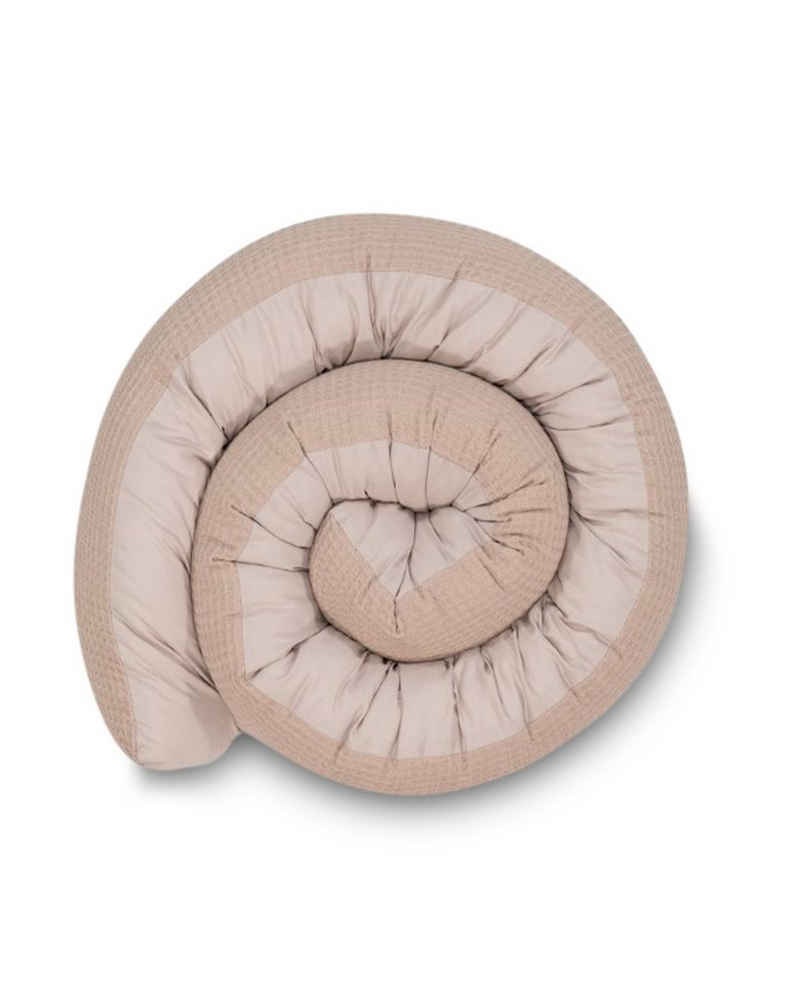 ULLENBOOM ® Nestchenschlange Bettschlange Baby 200 cm Sand, ideal als Baby Bettumrandung, (Made in EU), Bezug aus 100% Baumwolle, als Bettnestchen geeignet