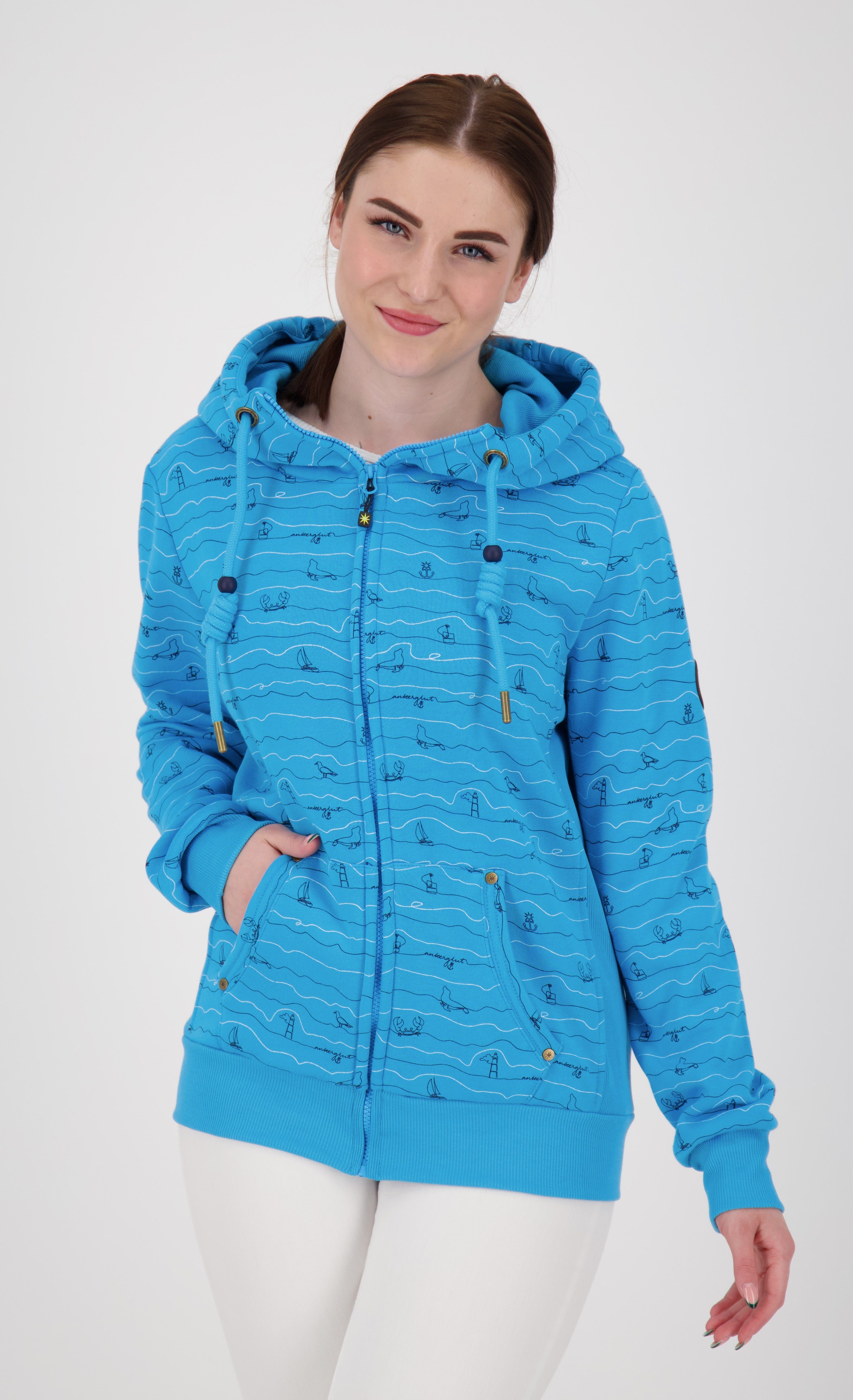 DEPROC Active Kapuzensweatjacke #ankerglutwelle Women NEW CS auch in Großen Größen erhältlich light blue