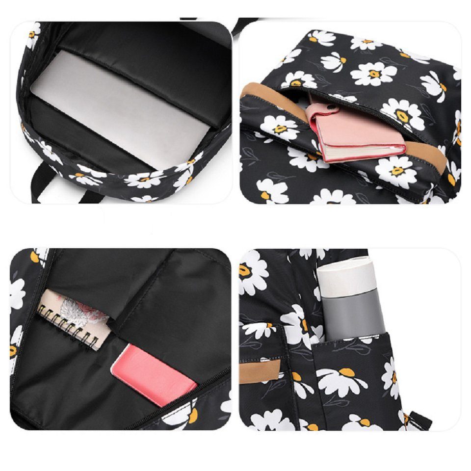 Schulterrucksack, Blumenrucksack: großer hoher schwarz und Schulrucksack täglichen Gebrauch BUMHUM für Damen mit Modischer den Kapazität,