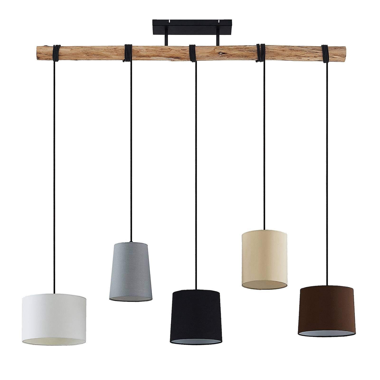 Lindby Hängeleuchte Amilia, Holz IP20, 5 x 60 W