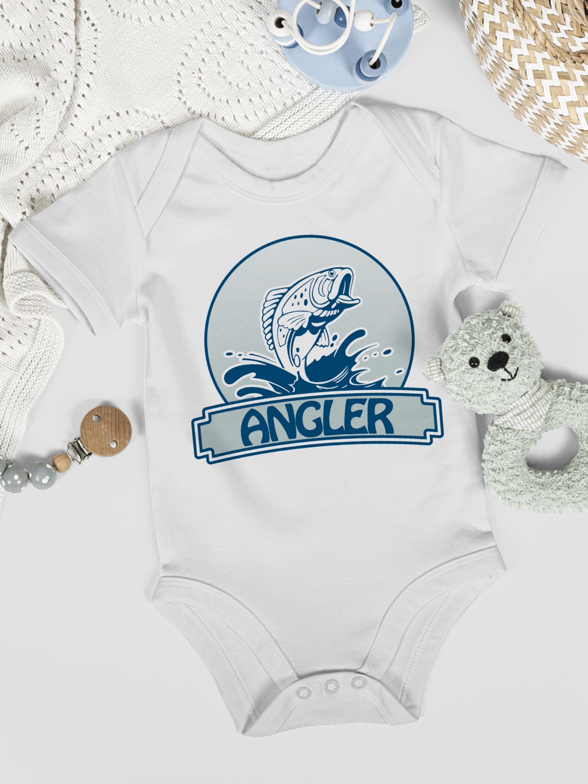 Baby Bewegung 2 Shirtbody Button Angler & Weiß Sport Shirtracer