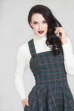 Hell Bunny A-Linien-Kleid Peebles Pinafore Dress Tartan Grün Retro Vintage Schürzenkleid Latzrock