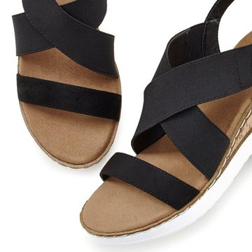 LASCANA Sandalette Sandale, Sommerschuh mit Keilabsatz und elastischen Riemen VEGAN