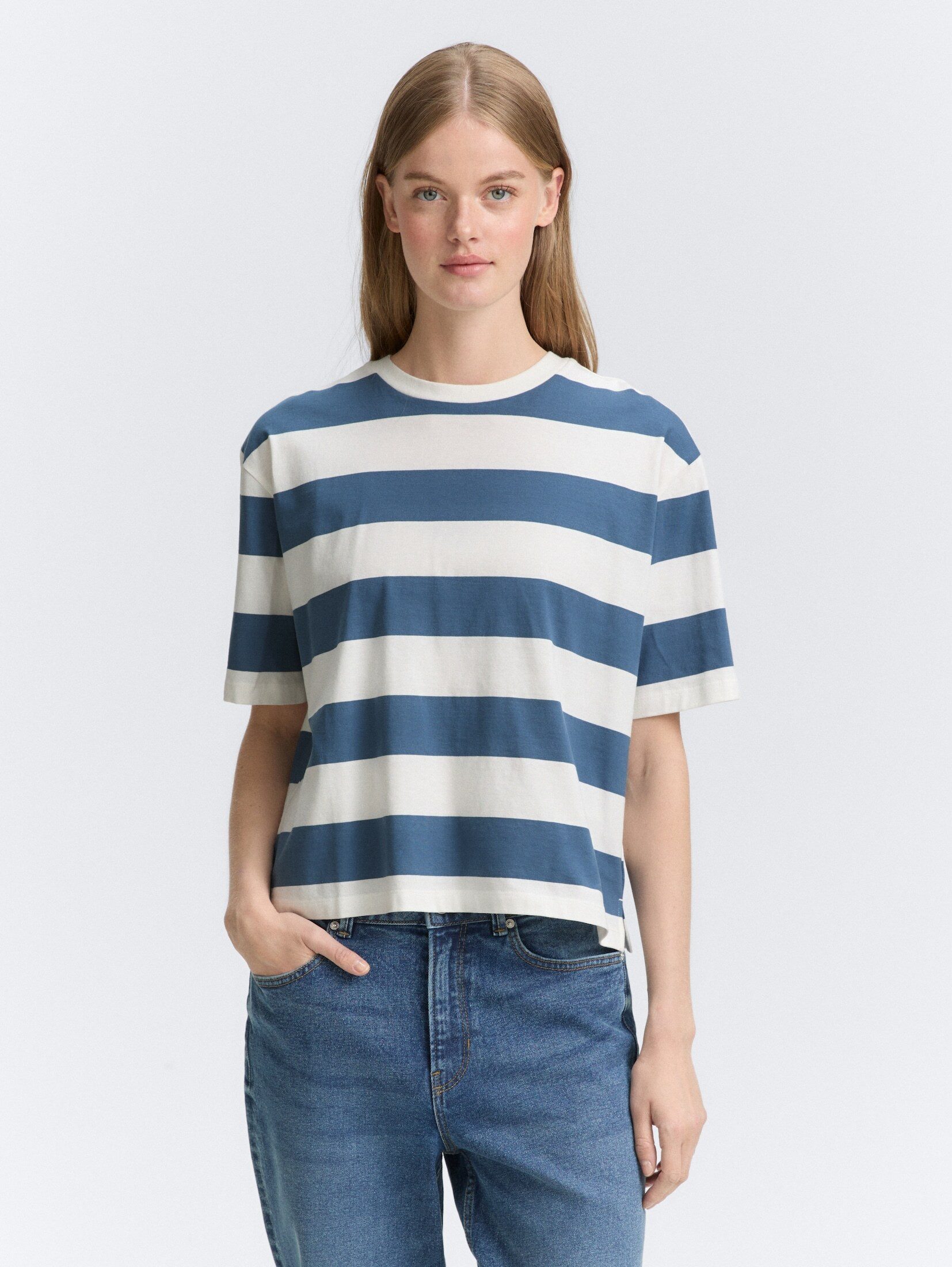 TOM TAILOR Denim T-Shirt T-Shirt Boxy Fit T-Shirt mit Streifenmuster günstig online kaufen