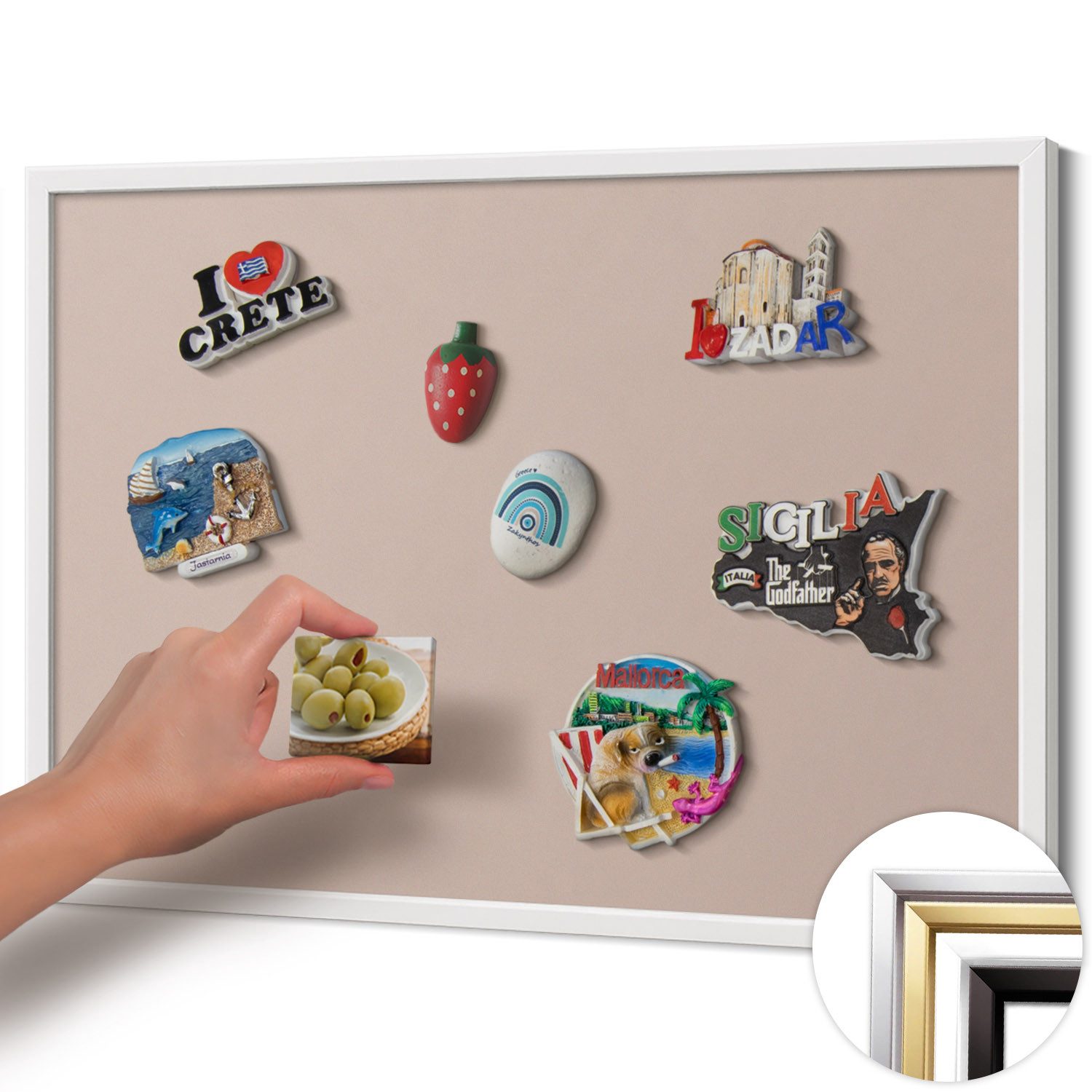 Tulup Magnettafel mit weißem Rahmen, Magnettafel mit Farbvariationen, Wandtafel, Magnetisches Memoboard Dekorative für Erinnerungen