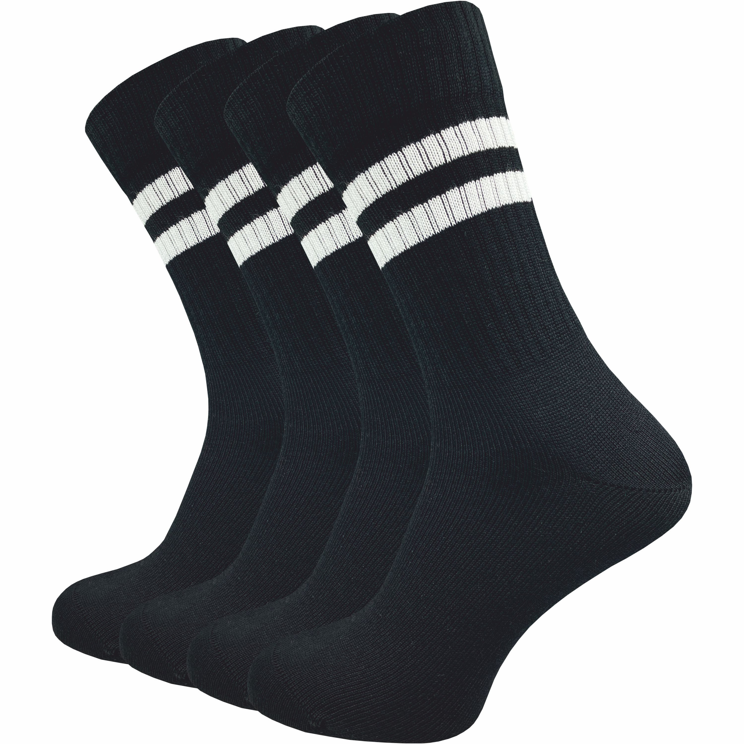 GAWILO Tennissocken für Herren mit Retro Streifen - sehr hochwertig (4 Paar) Retro Socken mit verstärkter Ferse und Spitze - made in Europe