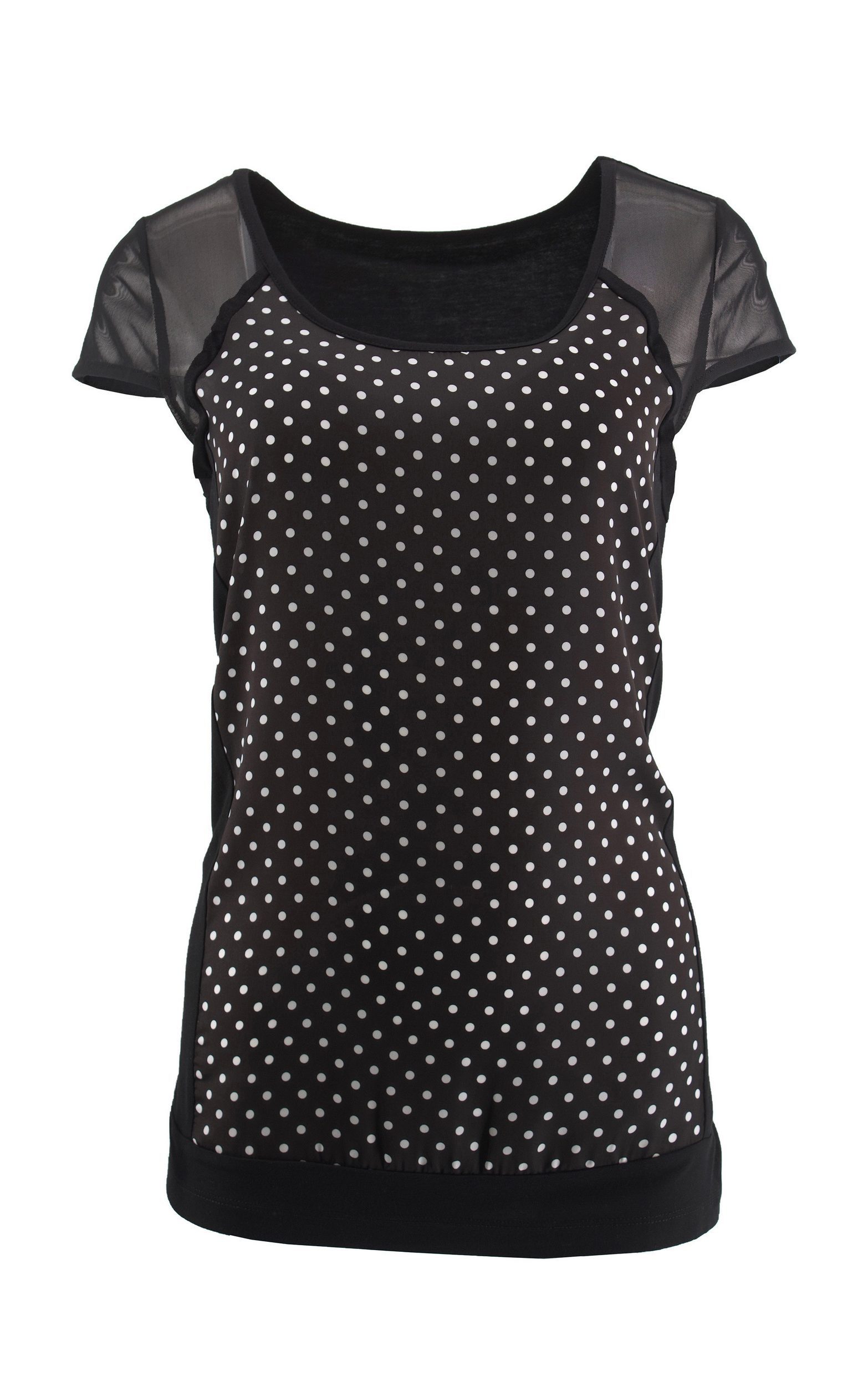 T-Shirt mit Punkteprint und Chiffon-ärmeln