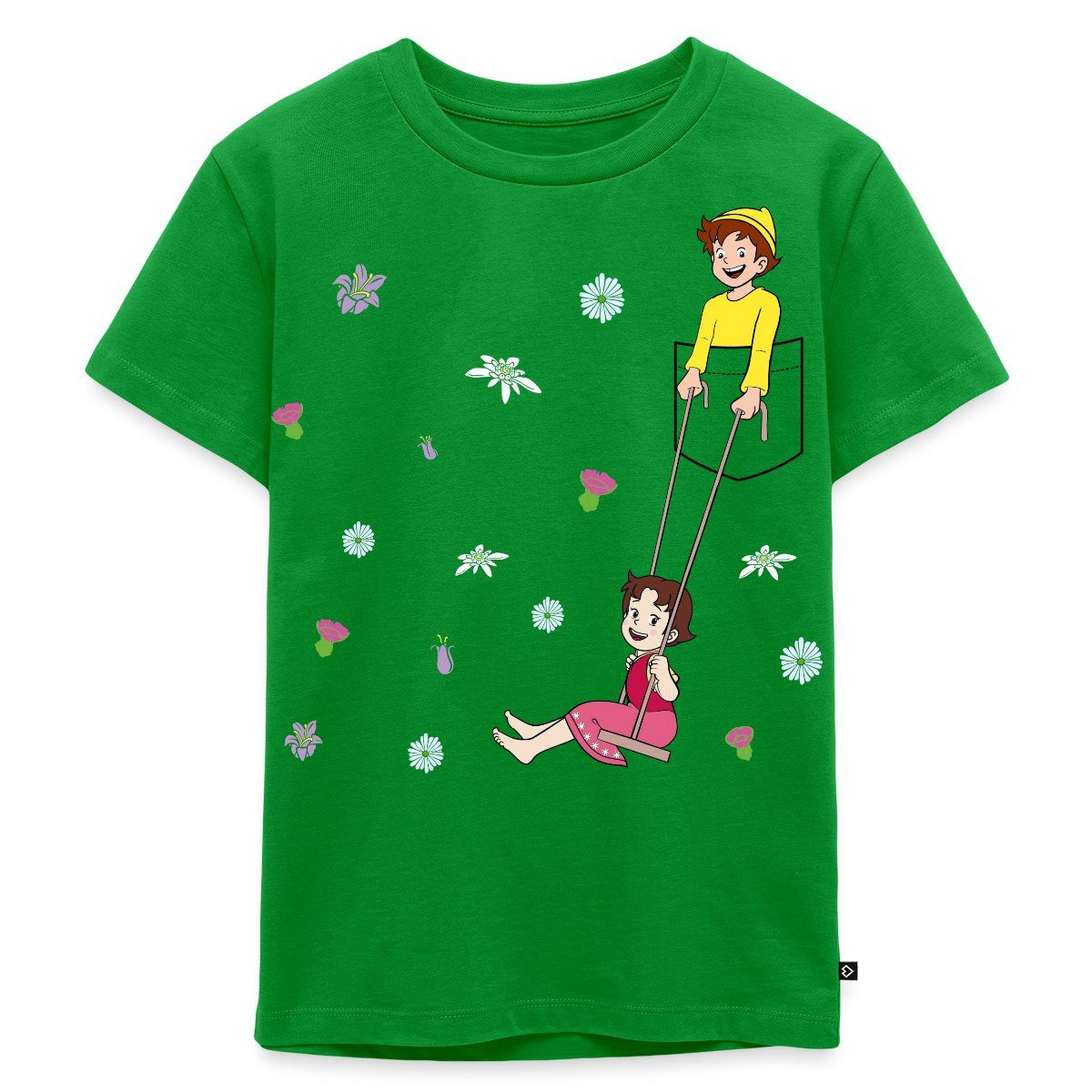 Spreadshirt T-Shirt Heidi Schaukelt Mit Peter Brusttasche Kinder Premium T-Shirt (1-tlg)
