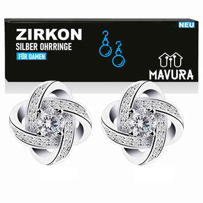 MAVURA Ohrring-Set ZIRKON Ohrringe Damen Ohrstecker 925 Sterling Silber Ohrschmuck, Twist-Würfel Liebe Set Schmuck Zirkonia