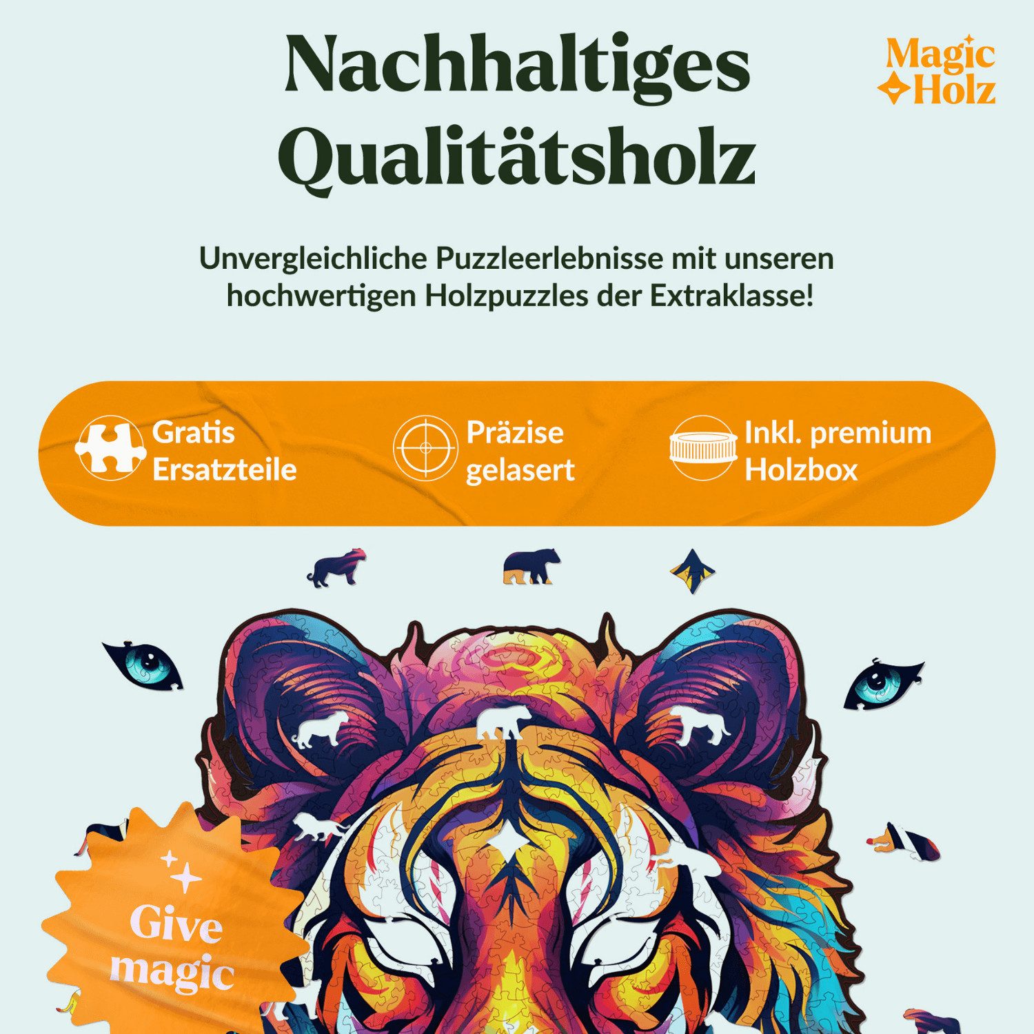 MagicHolz Puzzle MagicHolz Die majestätische Güte Tiger Holzpuzzle, 321 Puzzleteile