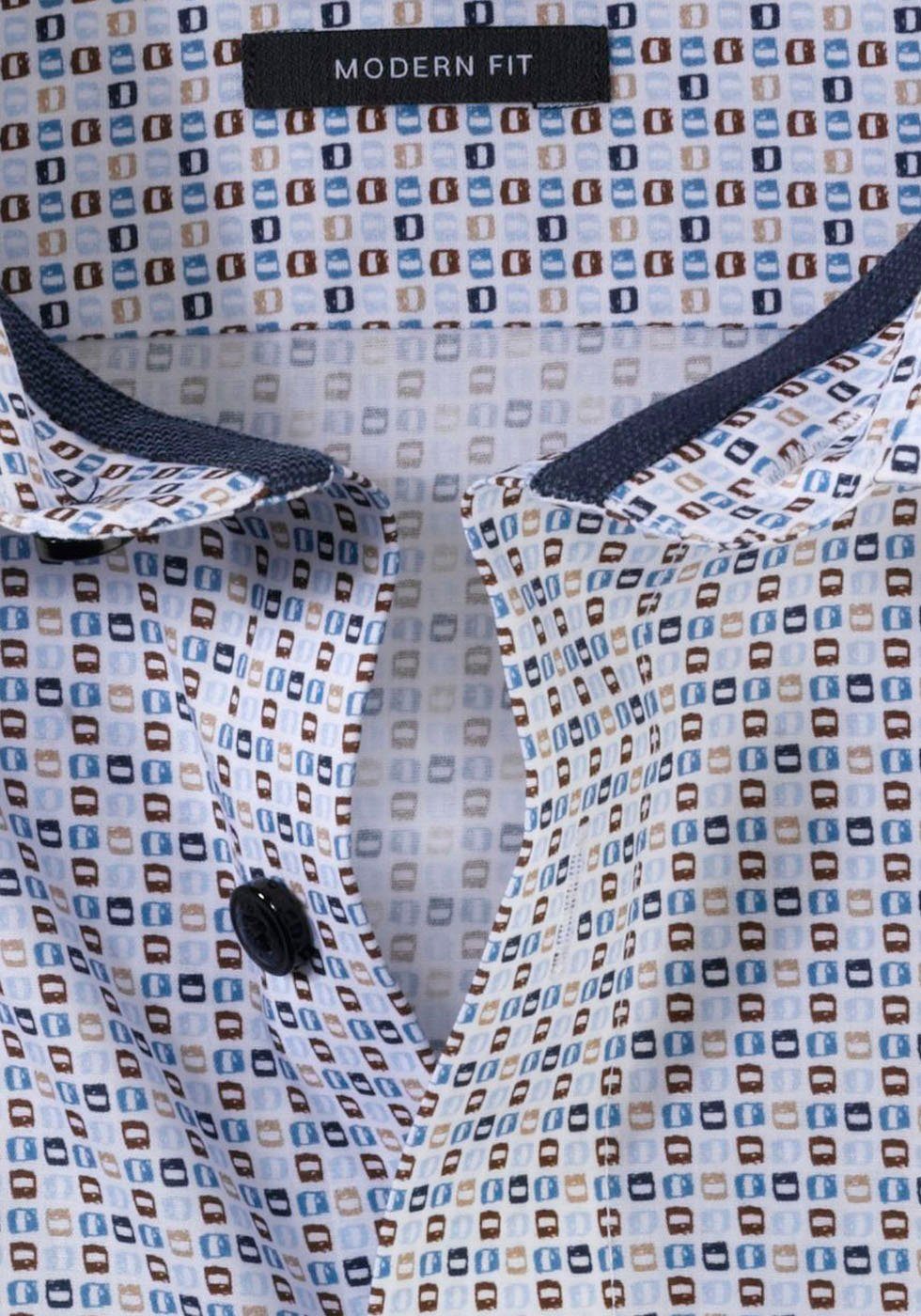 OLYMP Businesshemd Luxor mit modern natur tonigem Logo-Stitching fit
