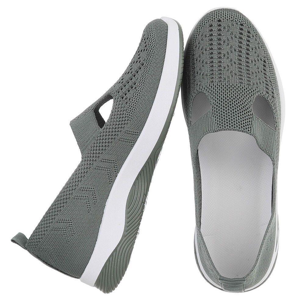 Ital-Design Trendy Damen Freizeit- und Alltagsschuh mit Komfort Slipper (91554339) Keilabsatz/Wedge Slipper in Grün