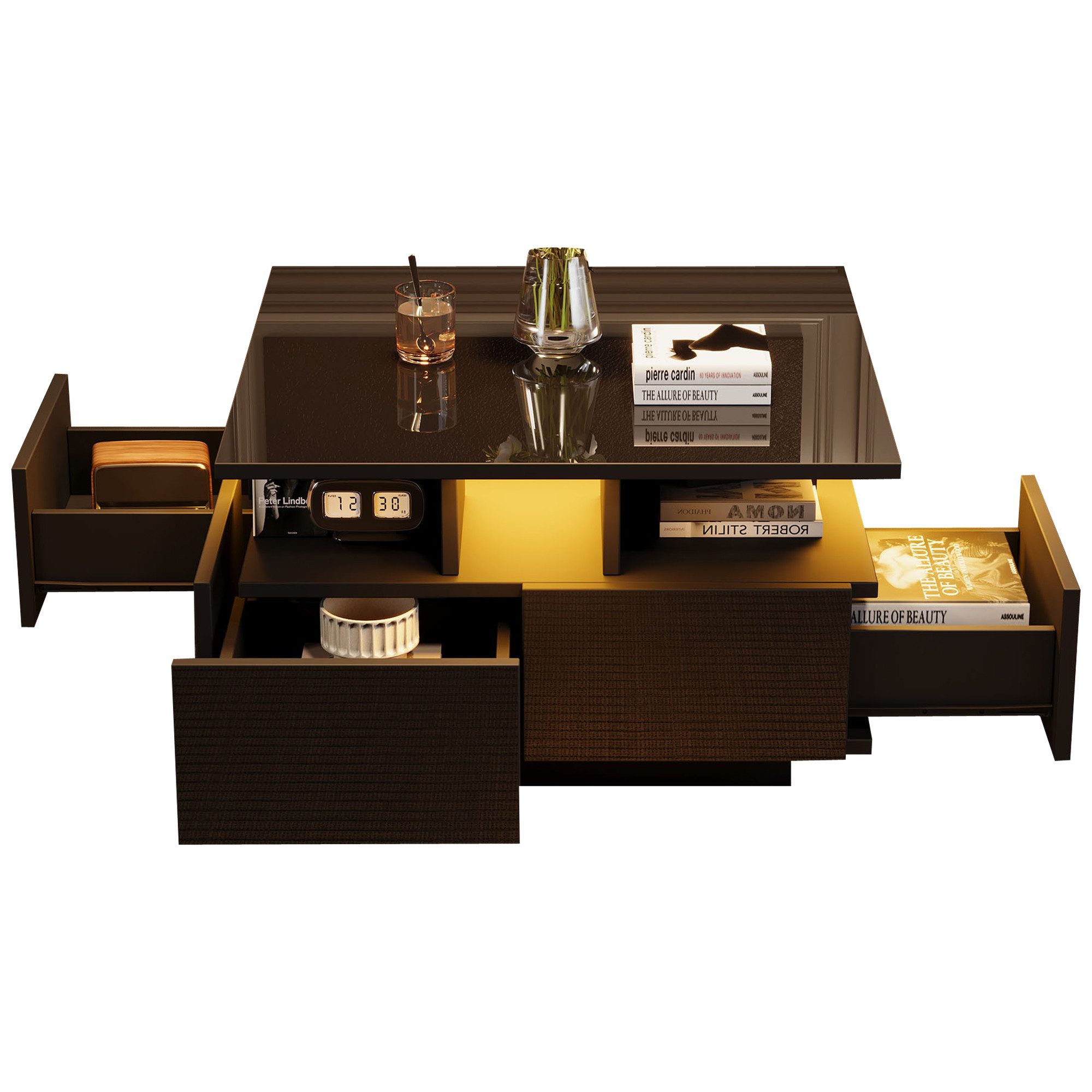 Merax Couchtisch hochglanz Sofatisch Beistelltisch mit LED-Beleuchtung & US günstig online kaufen