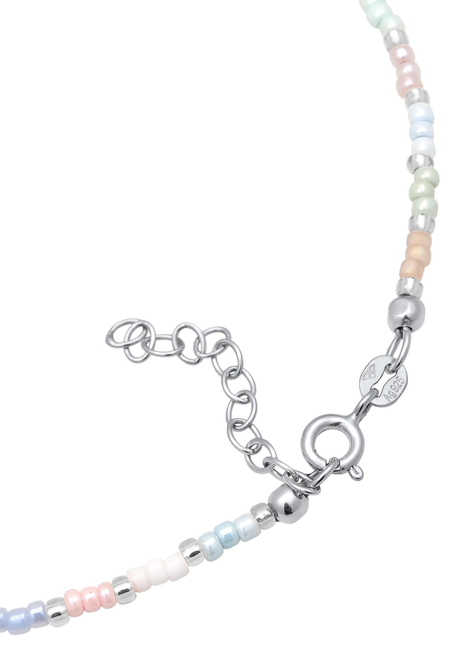 Elli Fußkette Glasperlen Pastell Sommeraccessoire 925 Sterling Silber