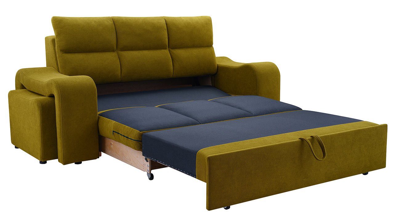 MÖBEL Stil, zwei MKS Sitzpuffs, Curio im einer Wellenfeder Dreisitzer VASTO, modernen mit auf Graphit Sofa