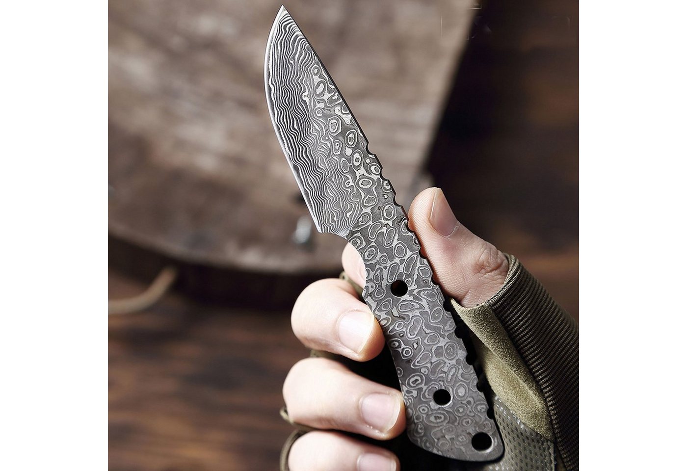 Muxel Damastmesser Klein, handlich, schick- Das Vielseitige Outdoormesser, Hackmesser, klein und handlich