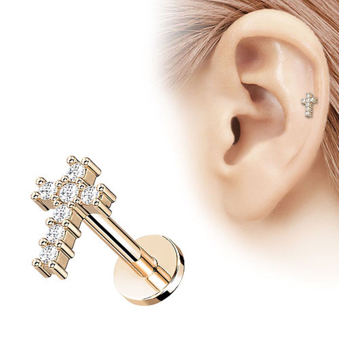 Taffstyle Piercing-Set Tragus Ohr Knorpel Helix Piercing Kristall Kreuz, St günstig online kaufen