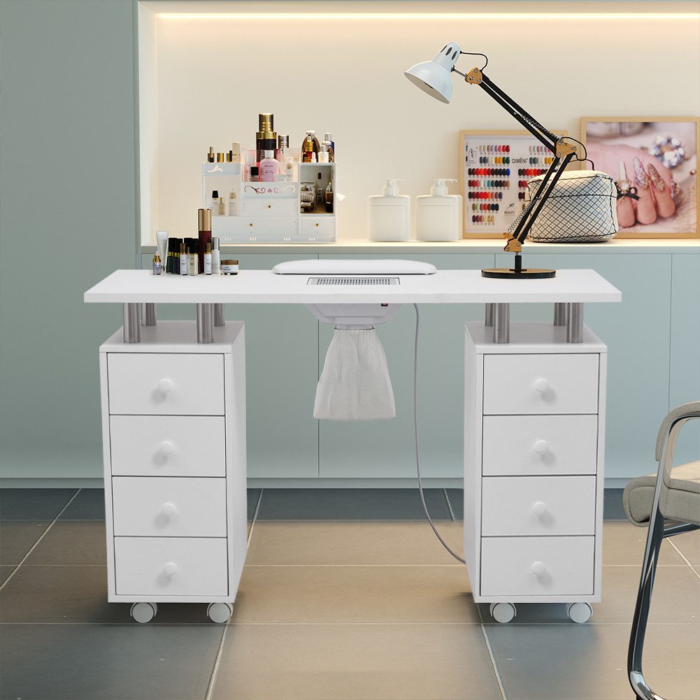 DARDVORLAG Arbeitstisch Profi Nageltisch mit Staubabsaugung und 8 Schubladen (1-St), mit Handgelenkpolstern aus weichem Schwamm, weiß – Bild 4 von 5
