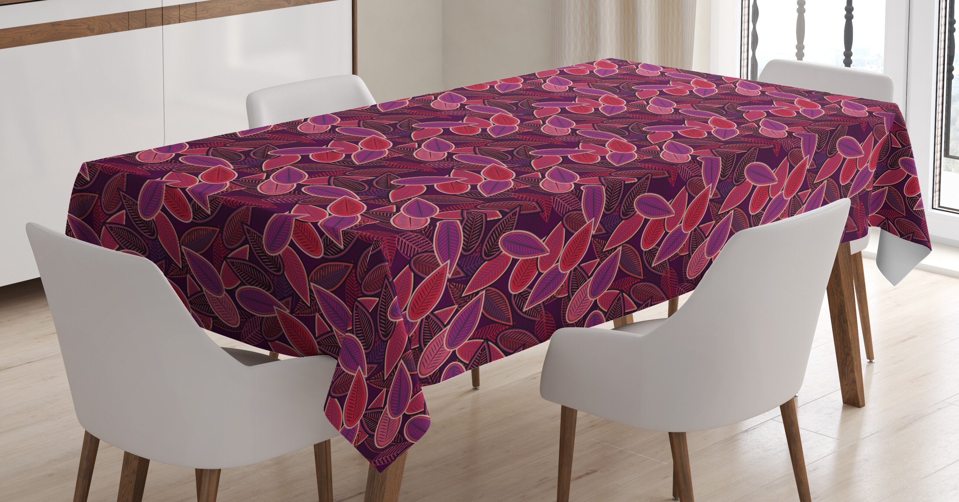 Abakuhaus Tischdecke Farbfest Waschbar Für den Außen Bereich geeignet Klare Farben, Lila Zusammenfassung Blätter Laub | Tischdecken