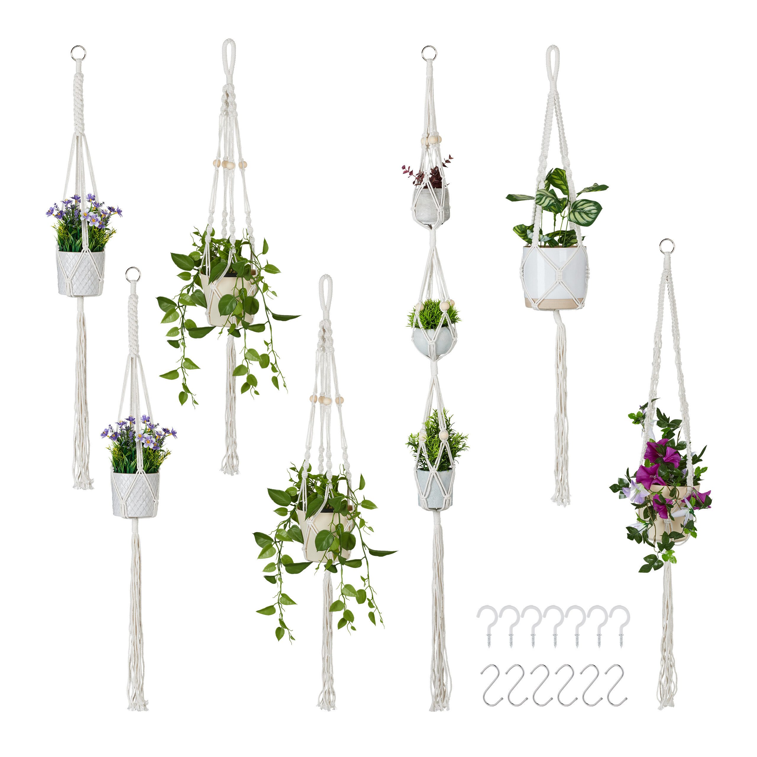 relaxdays Blumenampel Makramee Blumenampel 7er Set günstig online kaufen