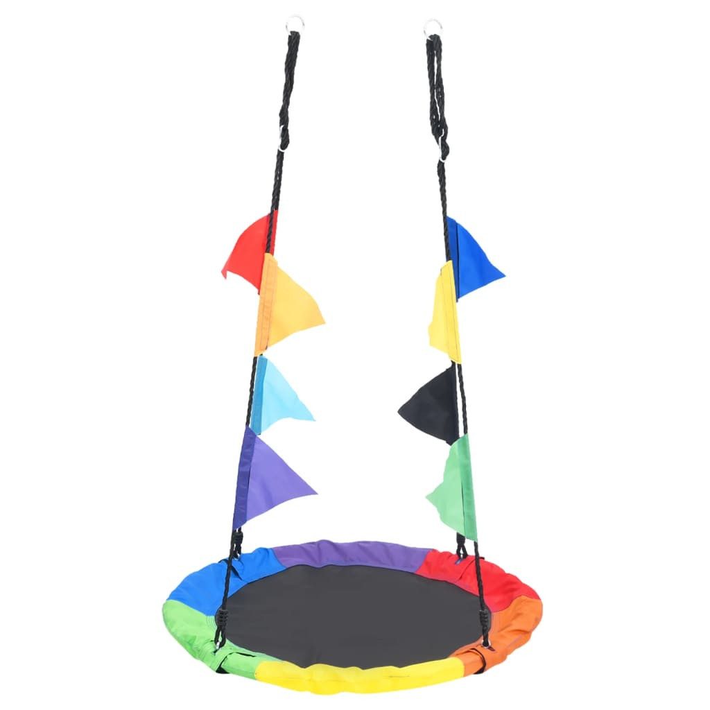 vidaXL Einzelschaukel, Schaukel mit Fahnen Regenbogen 100 cm