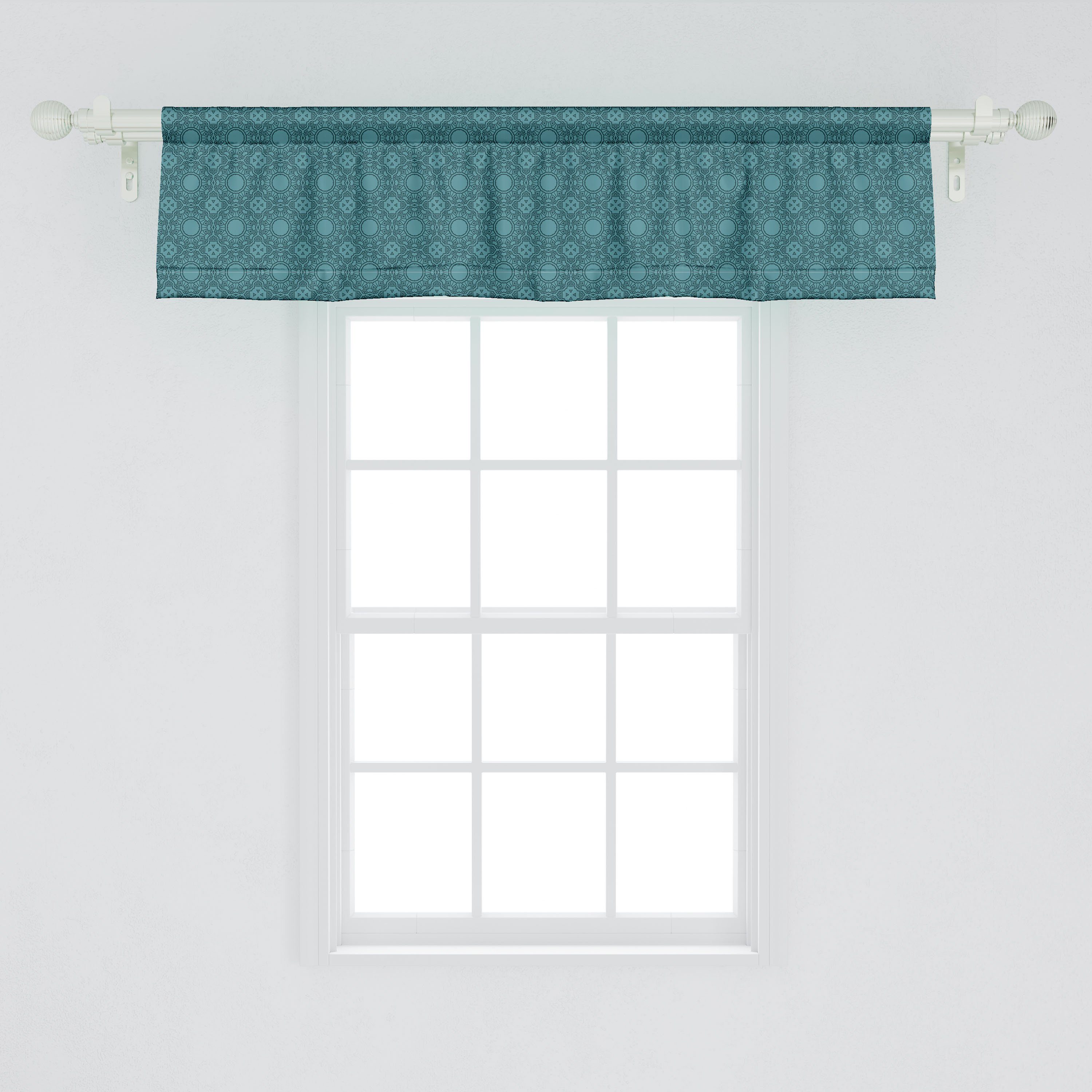 Scheibengardine Vorhang Volant Schlafzimmer Bohemian Geometrisches Dekor Mandala Küche Abakuhaus, mit Microfaser, Motiv für Stangentasche