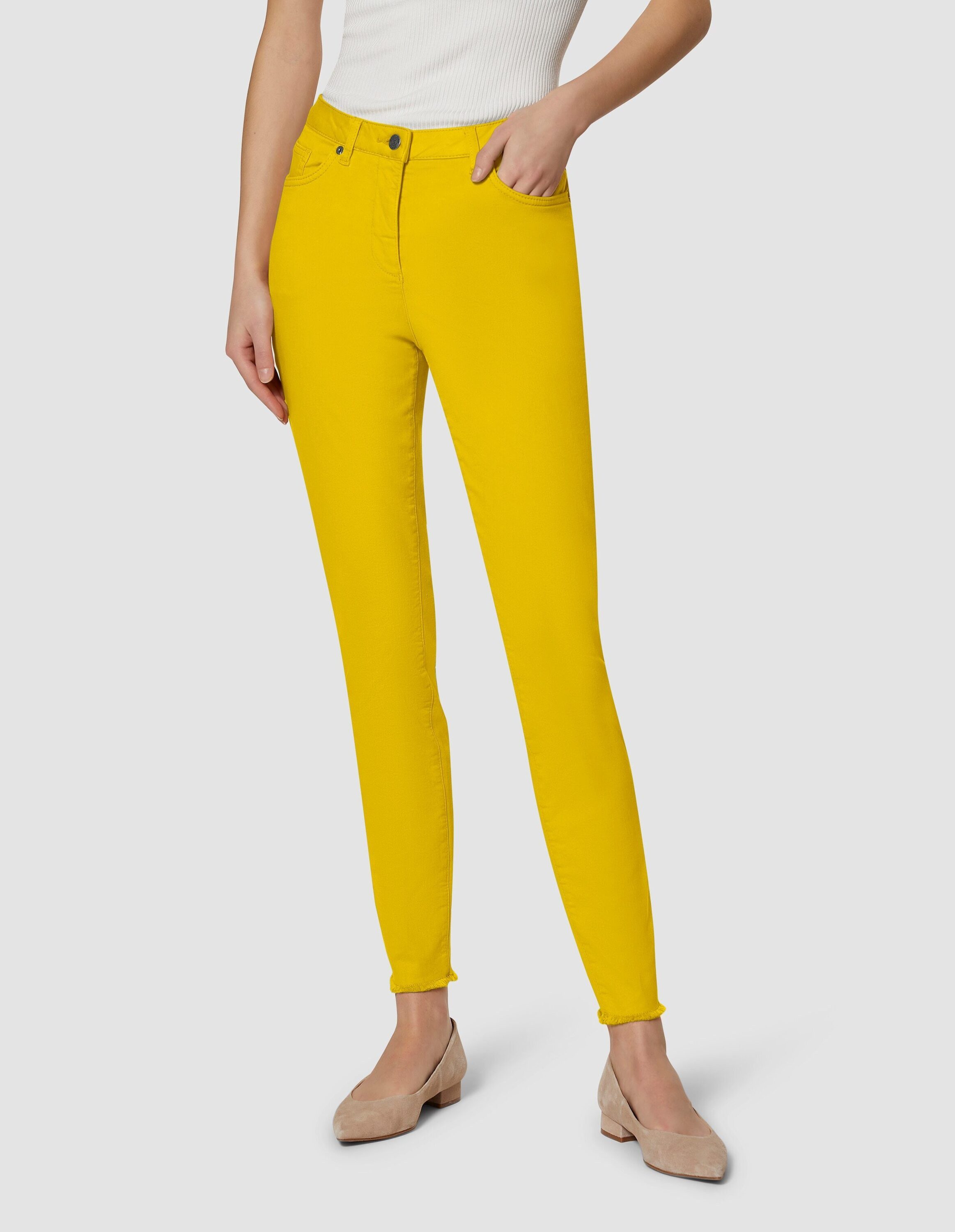 Gerade Jeans Mid Waist Skinny-Hose mit Fransen