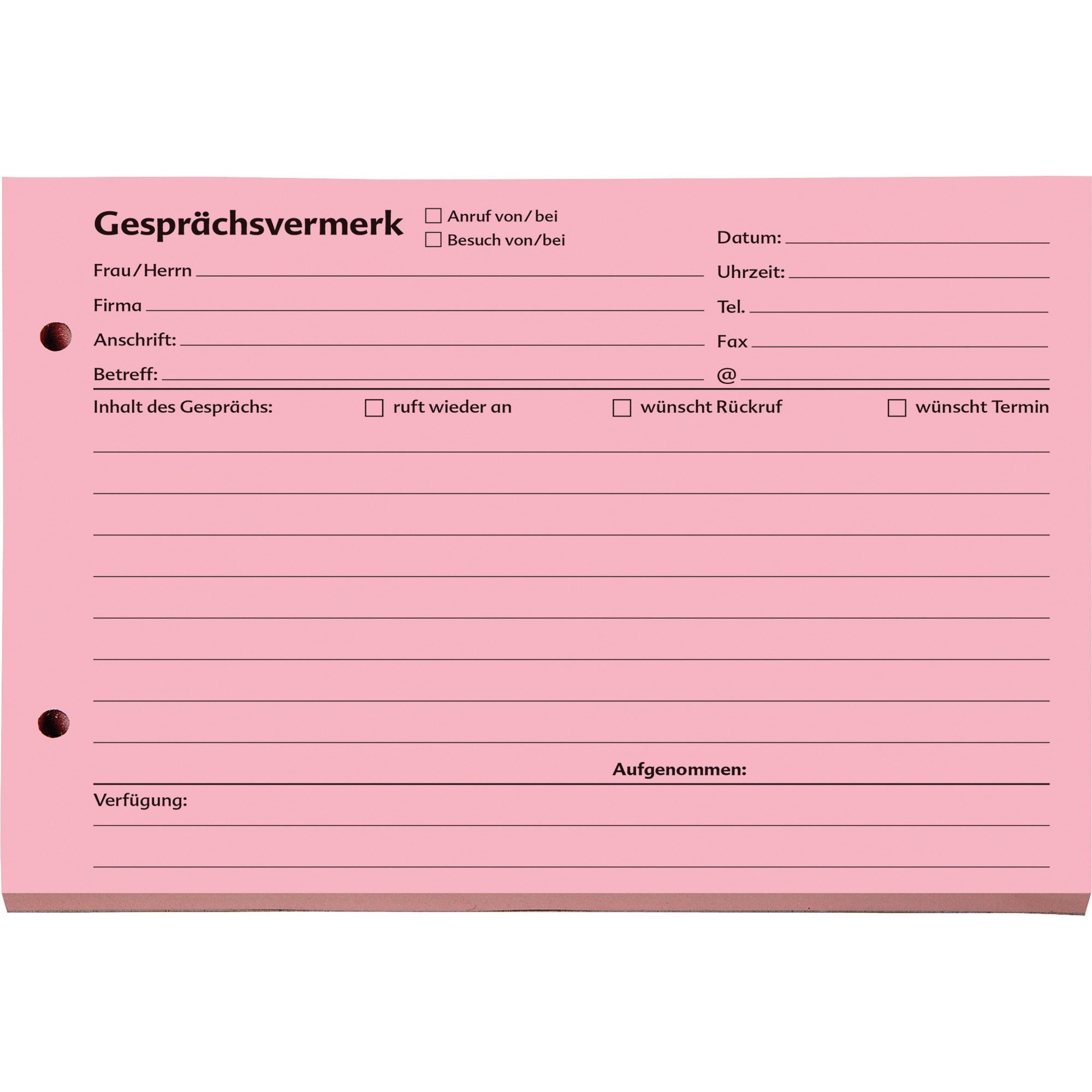 SoldanPlus Formularblock Gesprächsvermerk 1201400 DIN A5 quer 100 Blatt rot