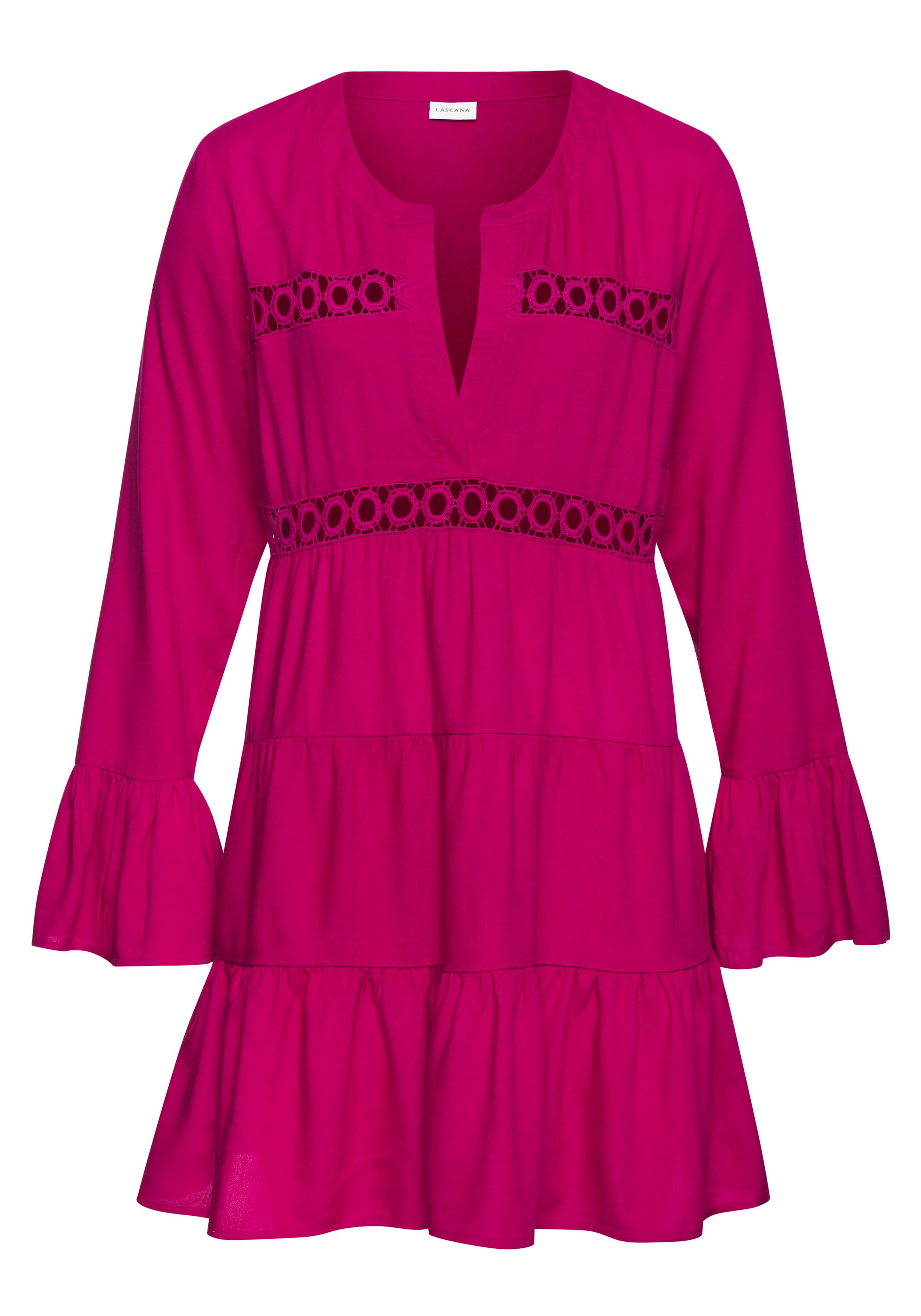 LASCANA Longbluse mit Spitzeneinsätzen, Tunika, Blusenkleid, günstig online kaufen