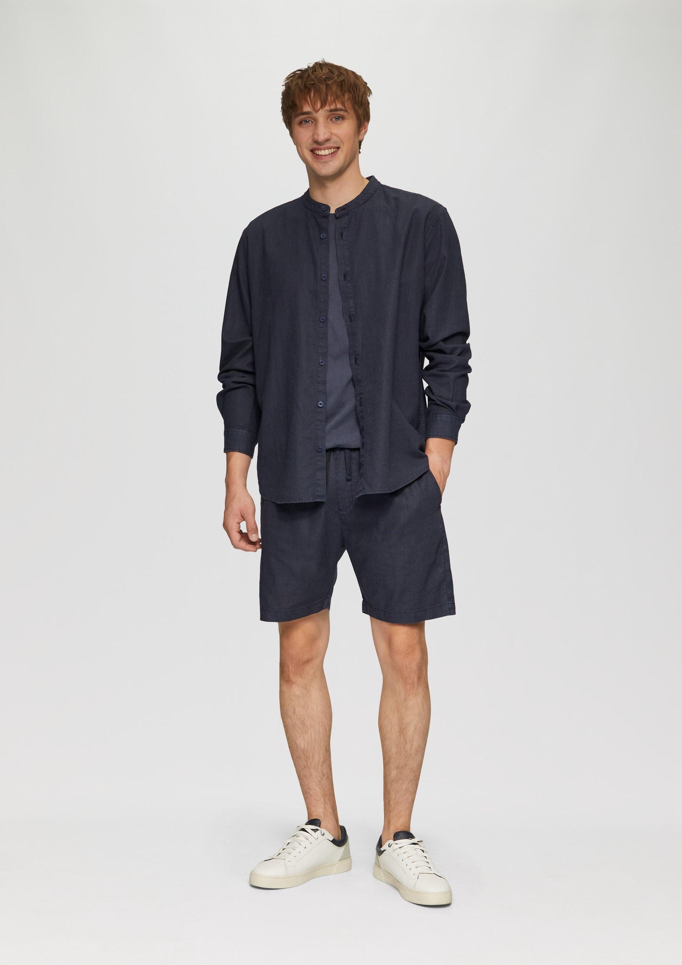 QS Langarmhemd Hemd Hemd aus Leinenmix mit Garment Dye