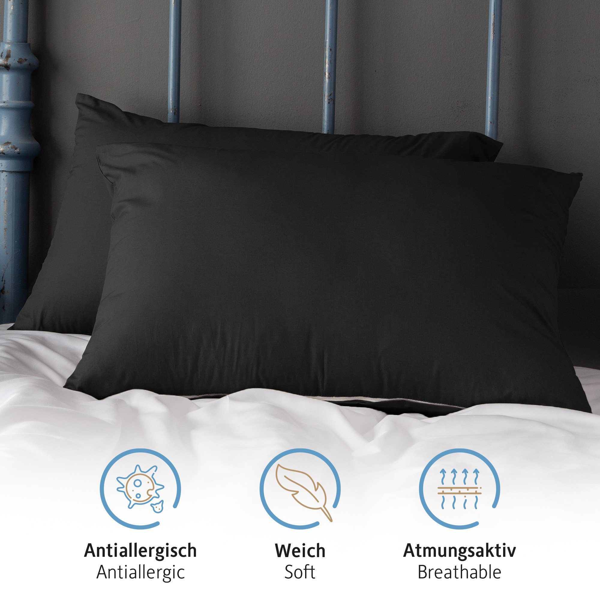 Komfortec Kissenbezug Premium Kopfkissenbezug, gebürstet 100% günstig online kaufen