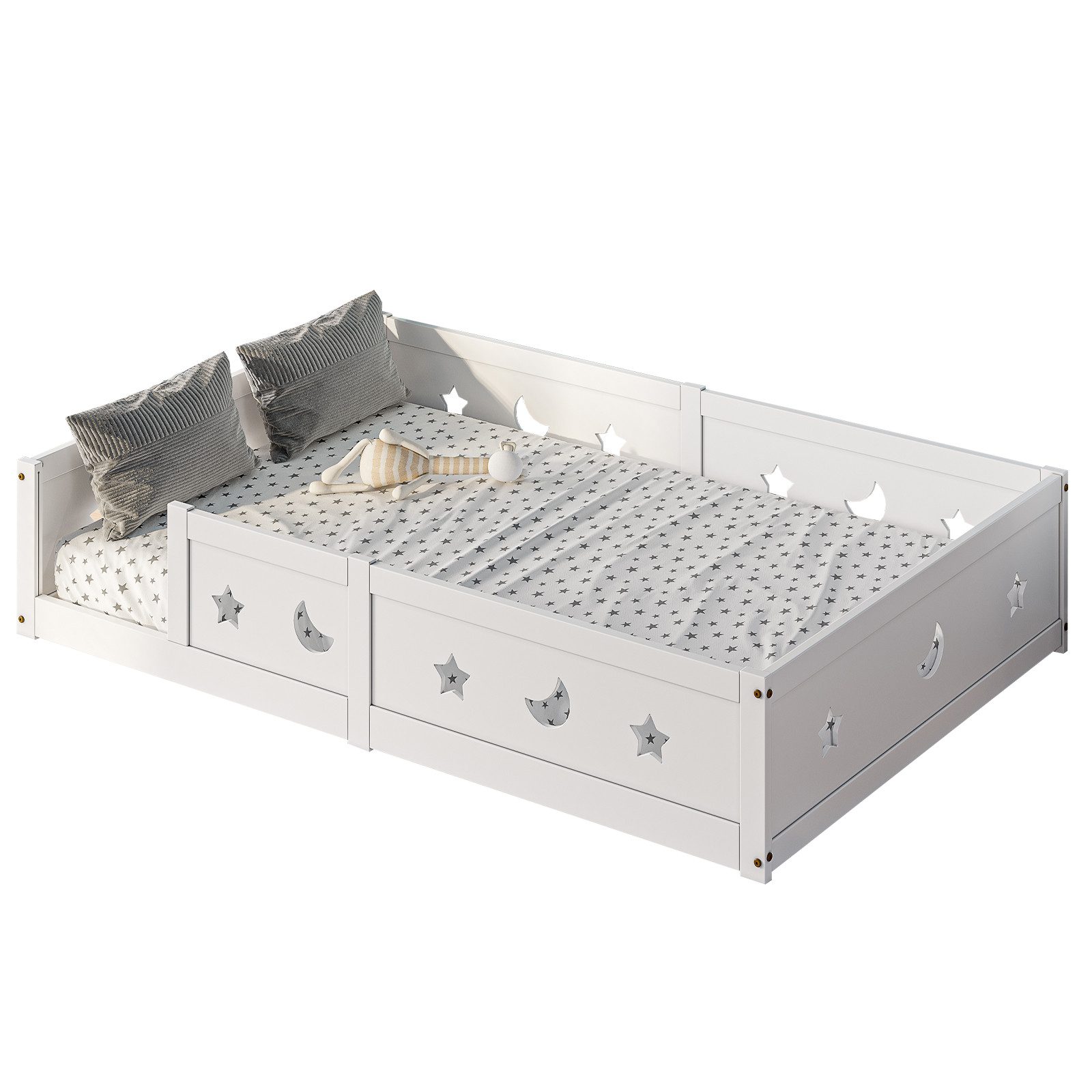 SEEZSSA Einzelbett Massivholzbett Holzbett Weiß Einzelbett günstig online kaufen