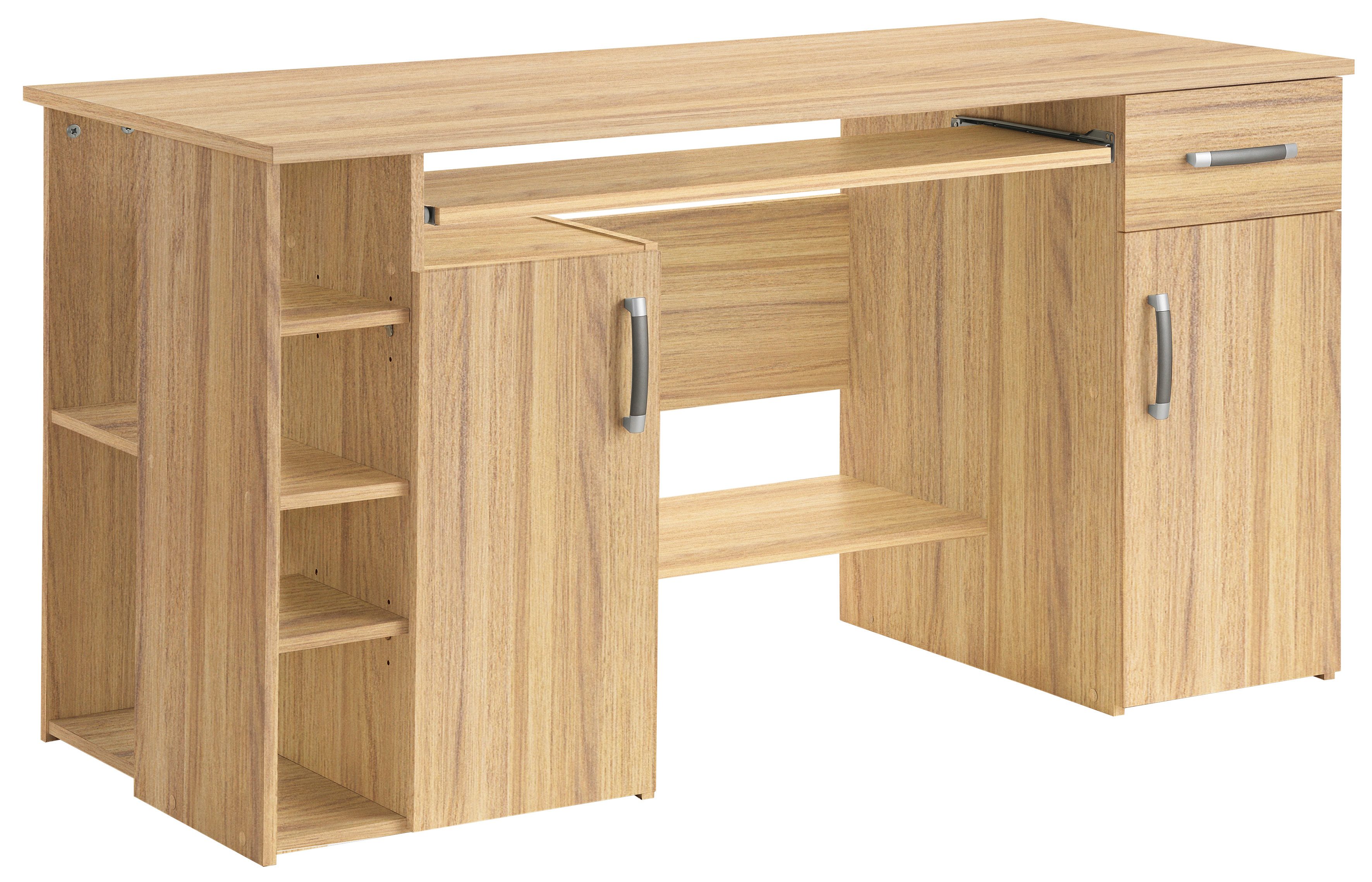 VOGL Möbelfabrik Schreibtisch Tim mit seitlich offenen Fächern & Tastaturauszug, Druckerablage, 1 Schublade, Breite 138 cm, Made in Germany