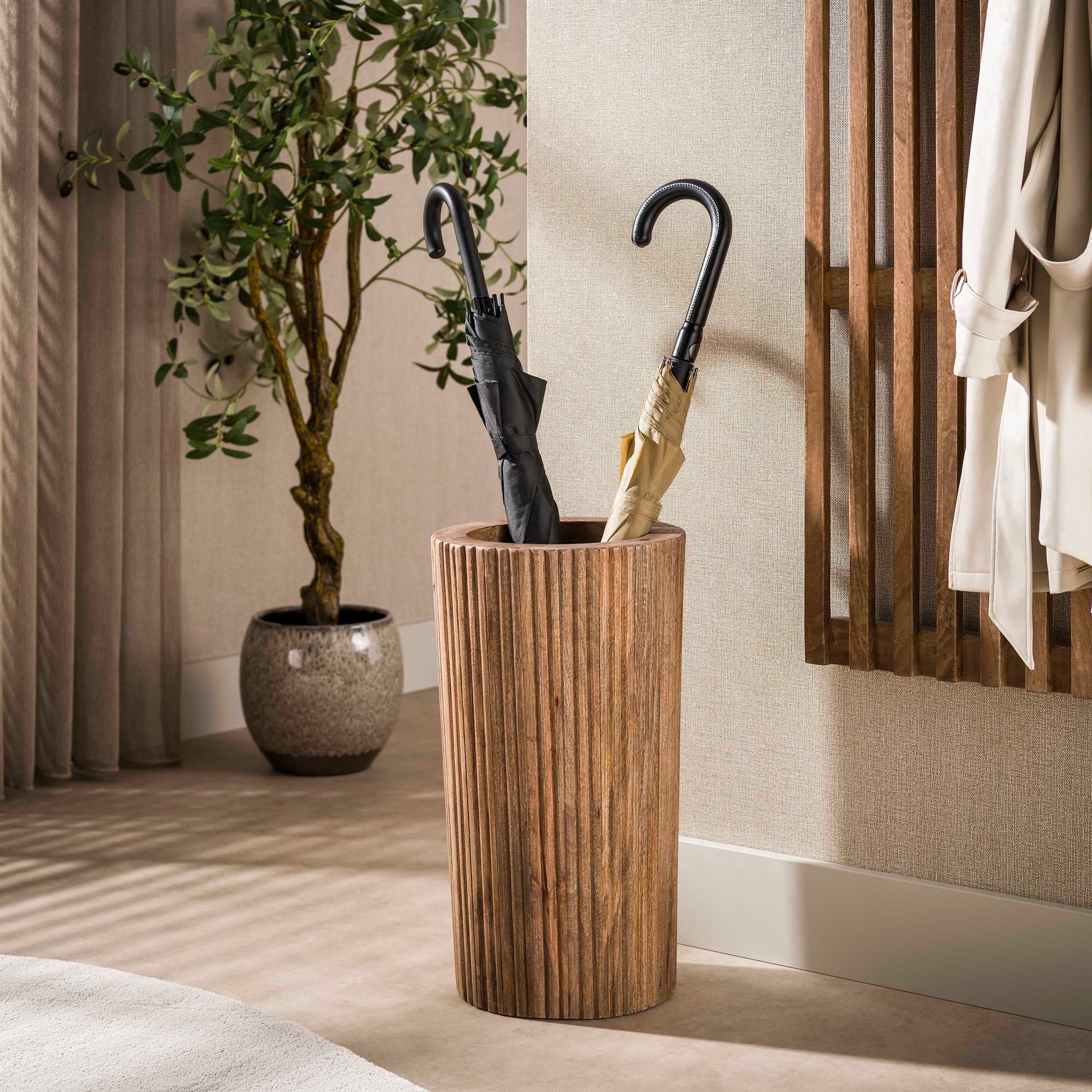 alesvelt Schirmständer RIVA Design-Schirmständer aus Massivholz mit 3D-Rillenoptik (1-Ständer, 28x50cm (DxH)