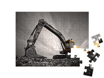 puzzleYOU Puzzle Bagger auf steinigem Boden, 48 Puzzleteile, puzzleYOU-Kollektionen Bagger, Baufahrzeuge