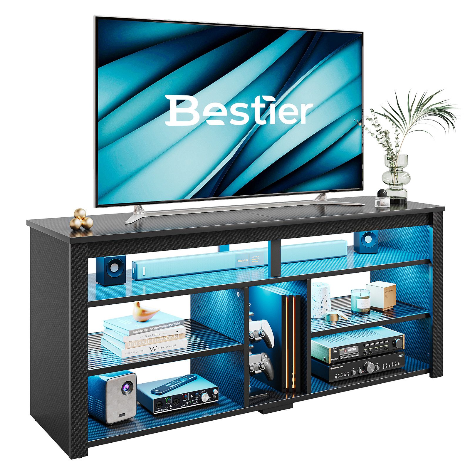 Bestier Lowboard TV-Schrank, Sideboard, Gaming TV Board mit LED-Beleuchtung günstig online kaufen