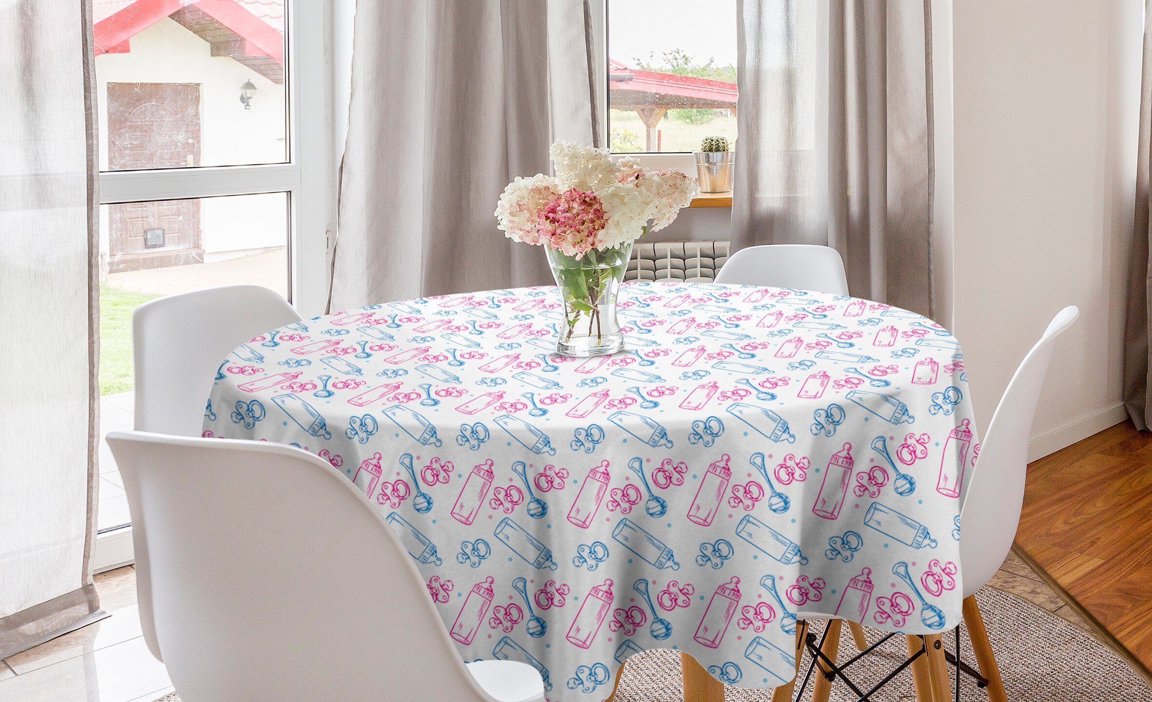 Abakuhaus Tischdecke Kreis Tischdecke Abdeckung für Esszimmer Küche Dekoration, Baby Milchflaschen Beruhigungssauger