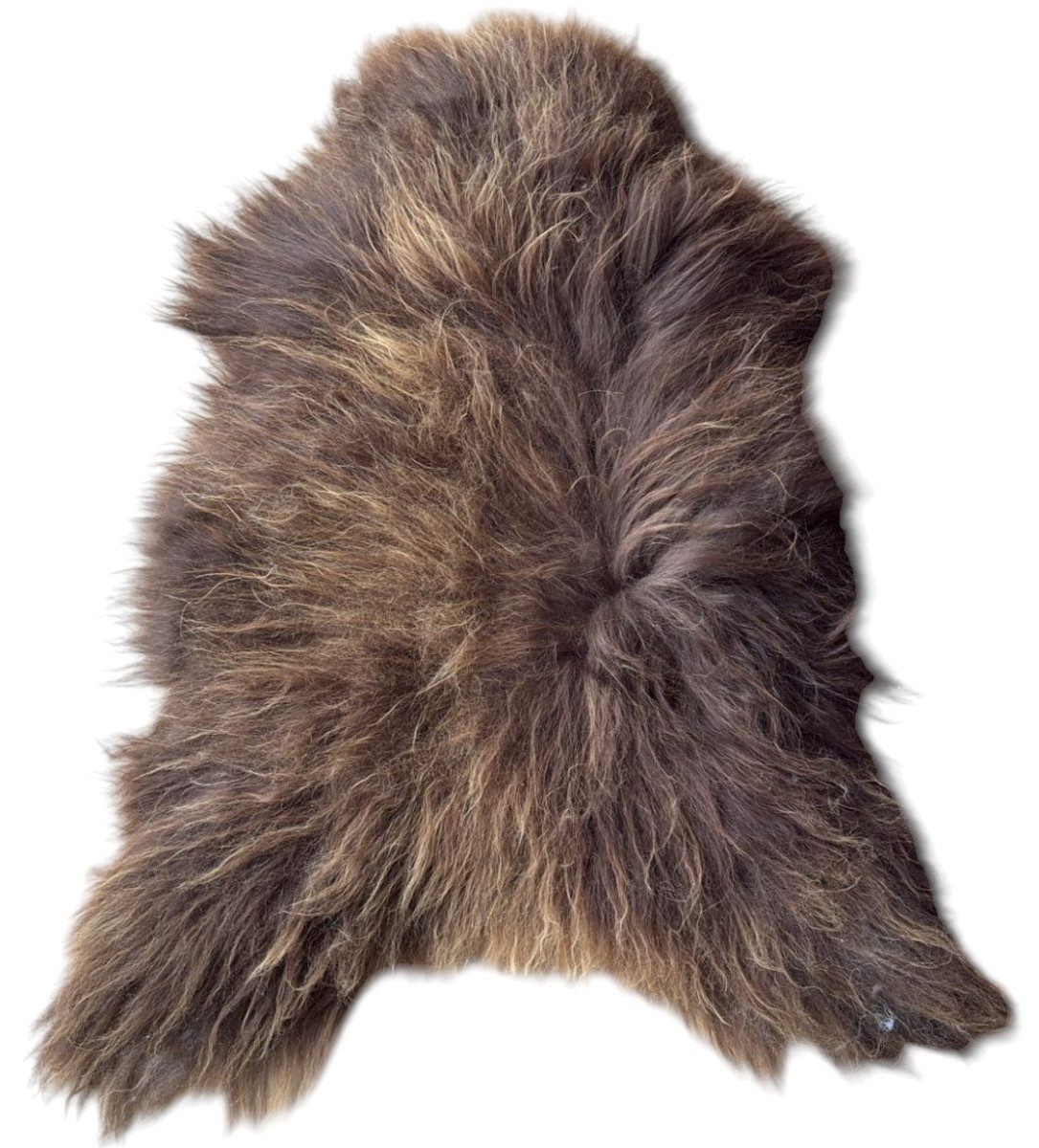 Provellus Fellteppich Island Lammfell – Ganzes Schaffell, Langhaarig Dunkelbraun, 100-120 cm