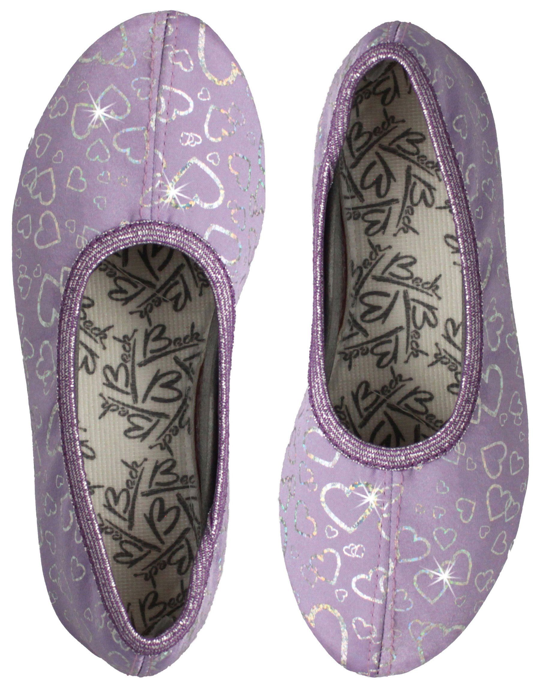Beck Schläppchen Deluxe Gymnastikschuh (bis Gr. 38 erhältlich, für Sport und Zuhause) mit rutschfester Gummi-Laufsohle