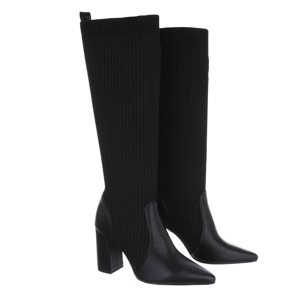 Ital-Design Damen Elegant High-Heel-Stiefel (87124696) Blockabsatz High-Heel Stiefel in Schwarz – Bild 4 von 4