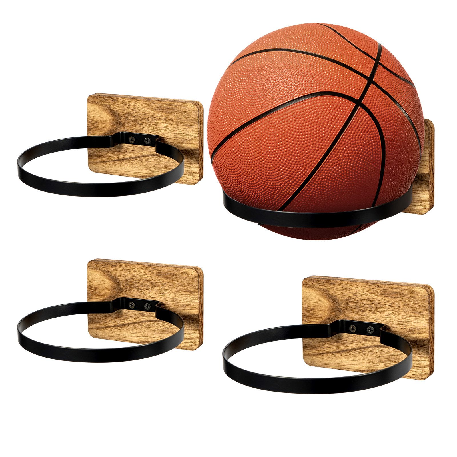 Youyijia Basketballkorb 4er-Set Wandhalter für Bälle Basketball Fußball