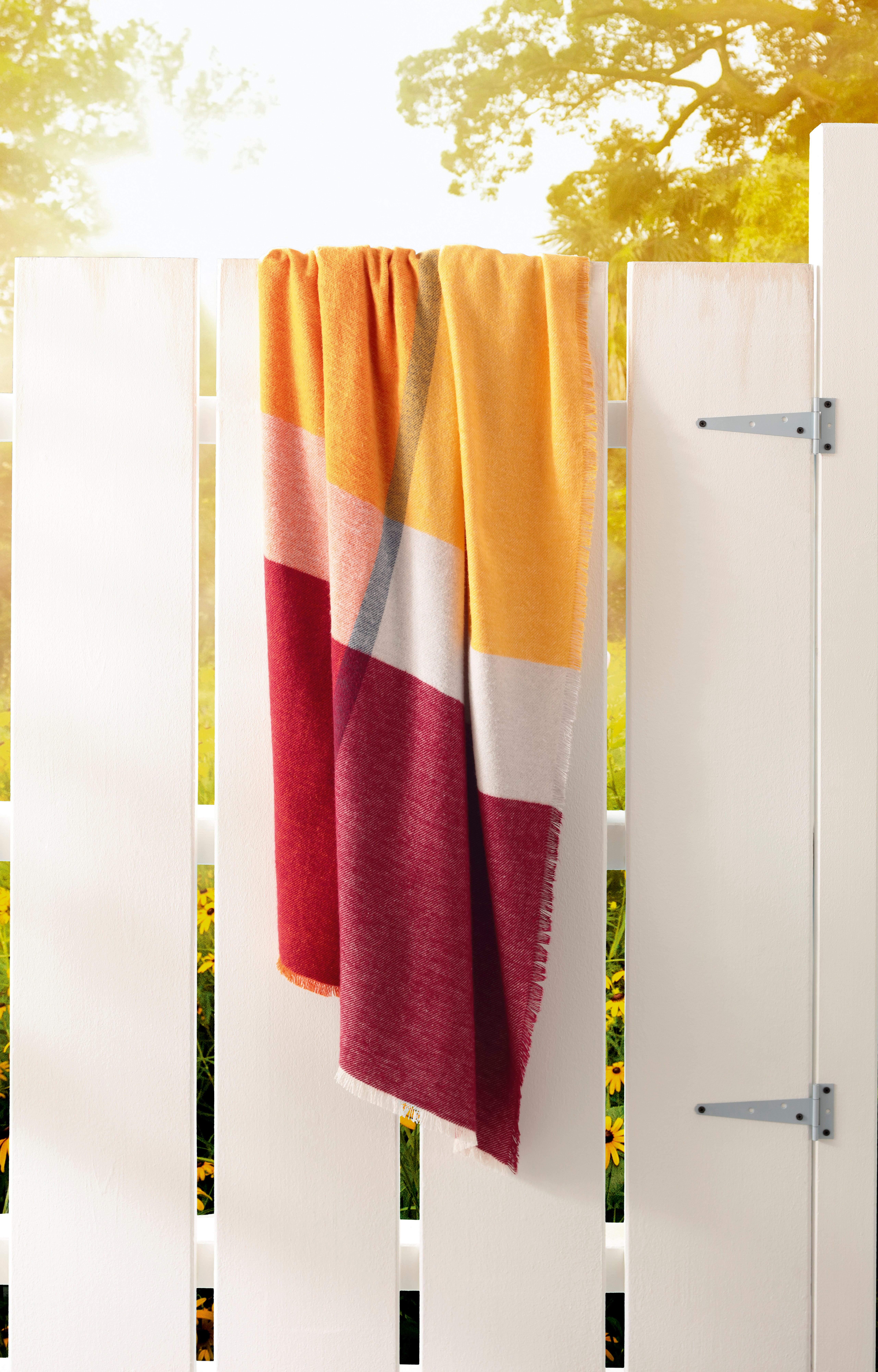 Plaid Plaid Summer, Biederlack, sommerliches Plaid mit Fransen